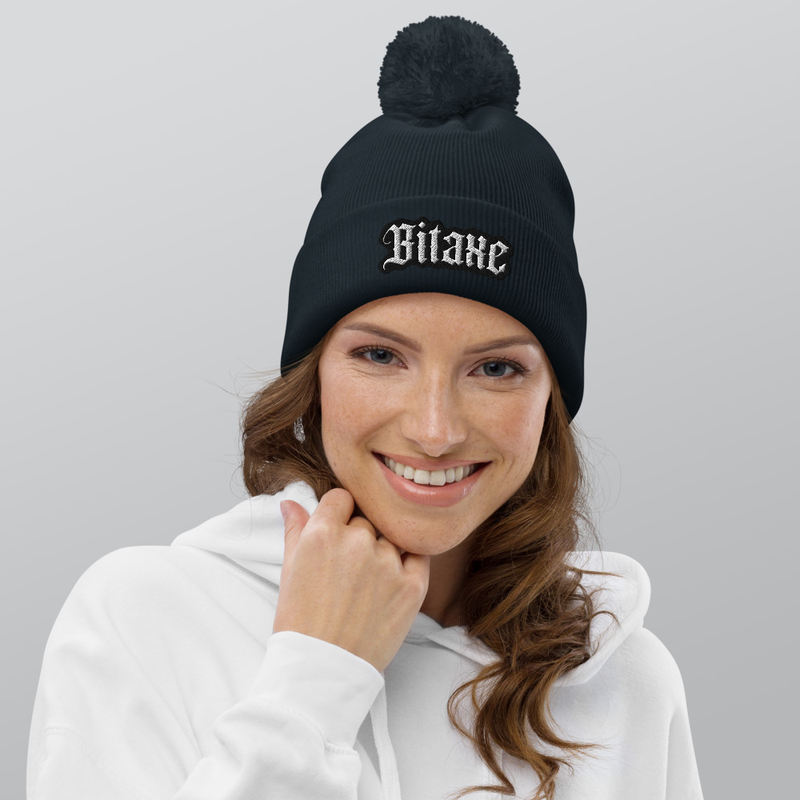 Gorro negro con borla Bitaxe bordado