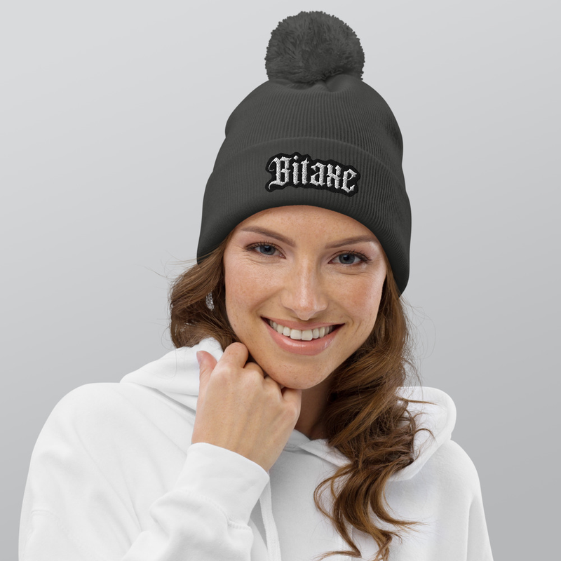 Gorro negro con borla Bitaxe bordado