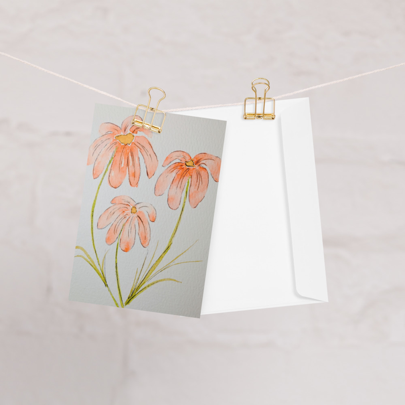 Flower print design, blank inside, 4x6, envelope included.