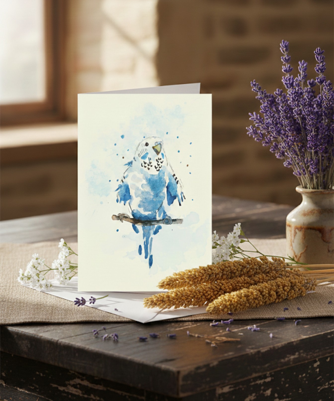 Blue budgie Greeting Card