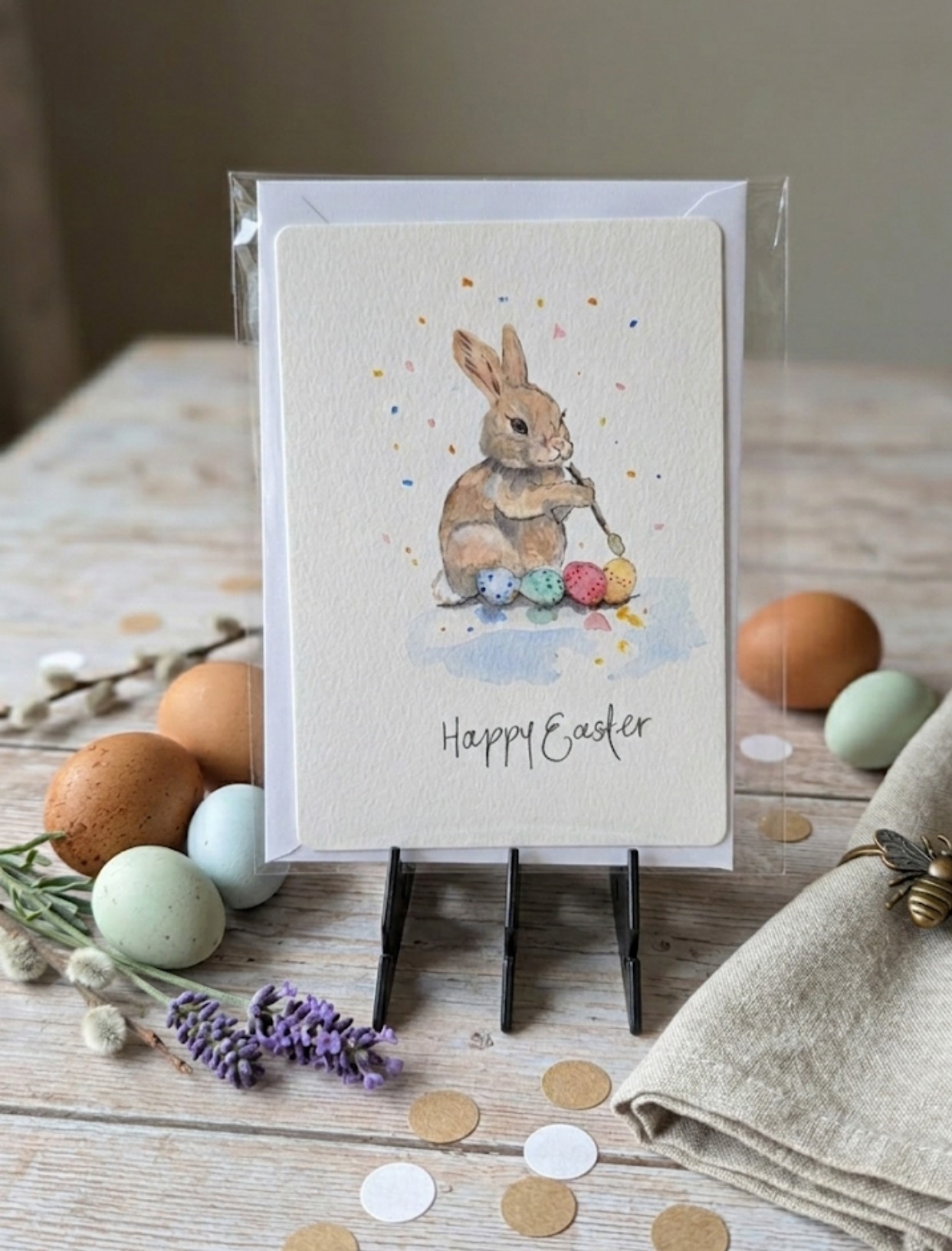 Exclusive hand-painted watercolour Bunny Easter card