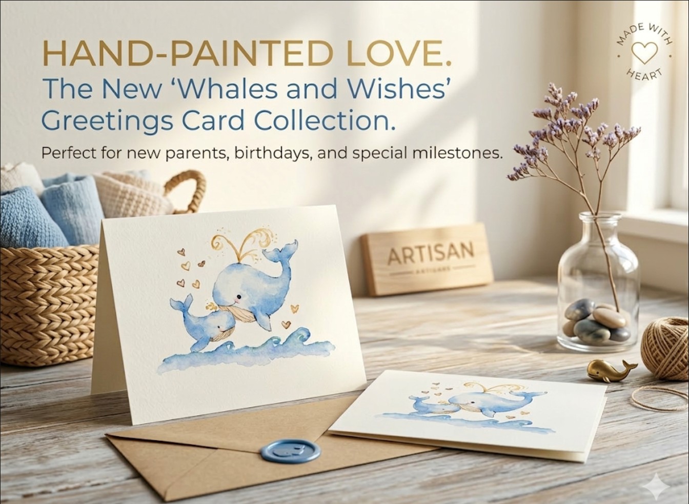 Whales and Wishes Greeting Card
