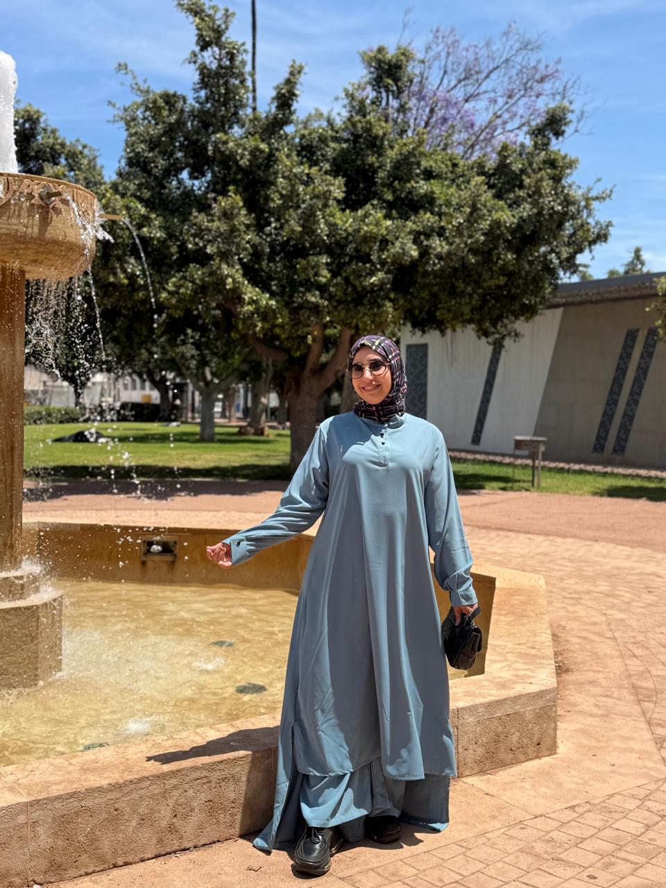 Elegant Blue Abaya Set