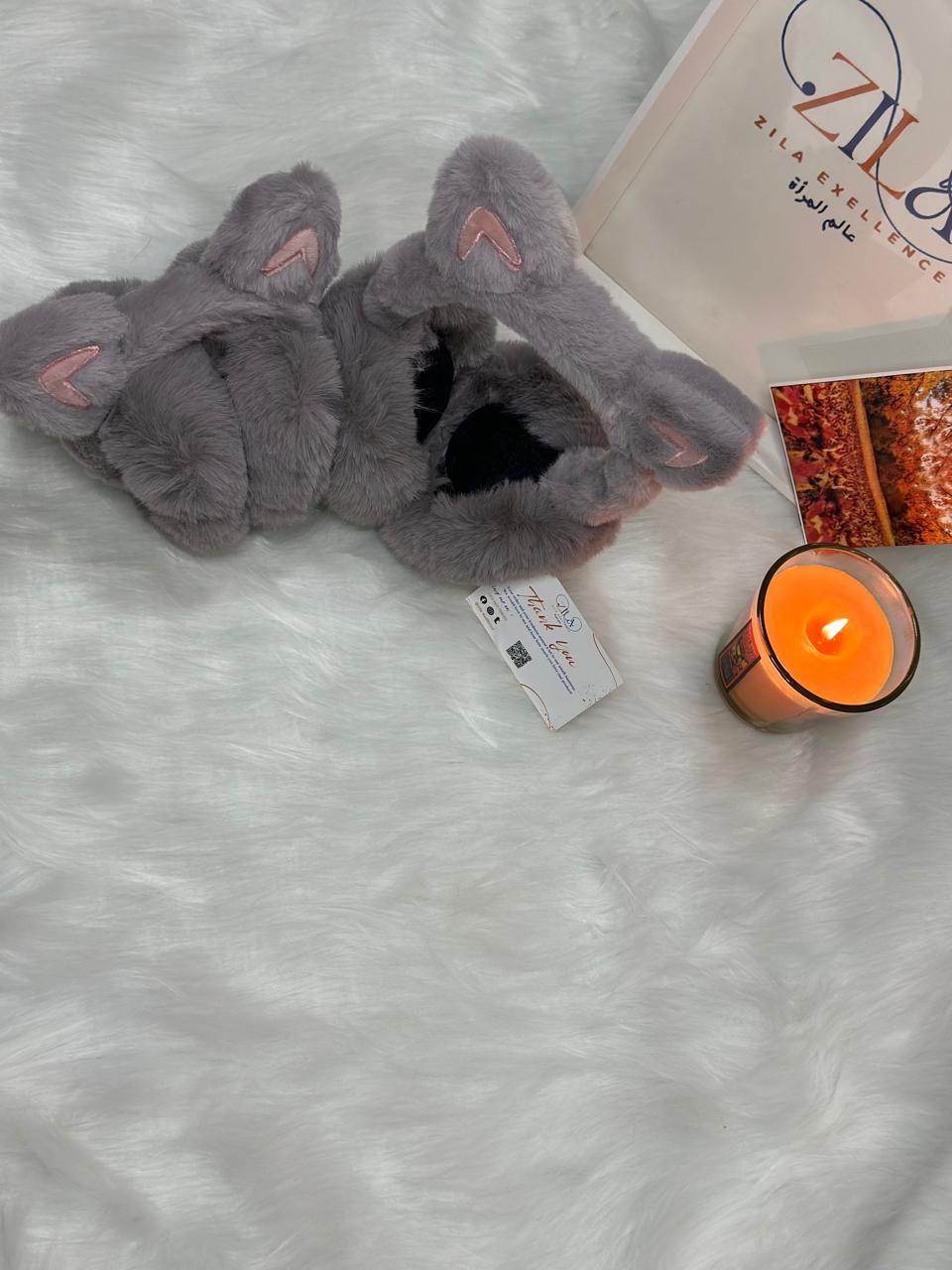 Gray Cat Ear Plush Earmuffs