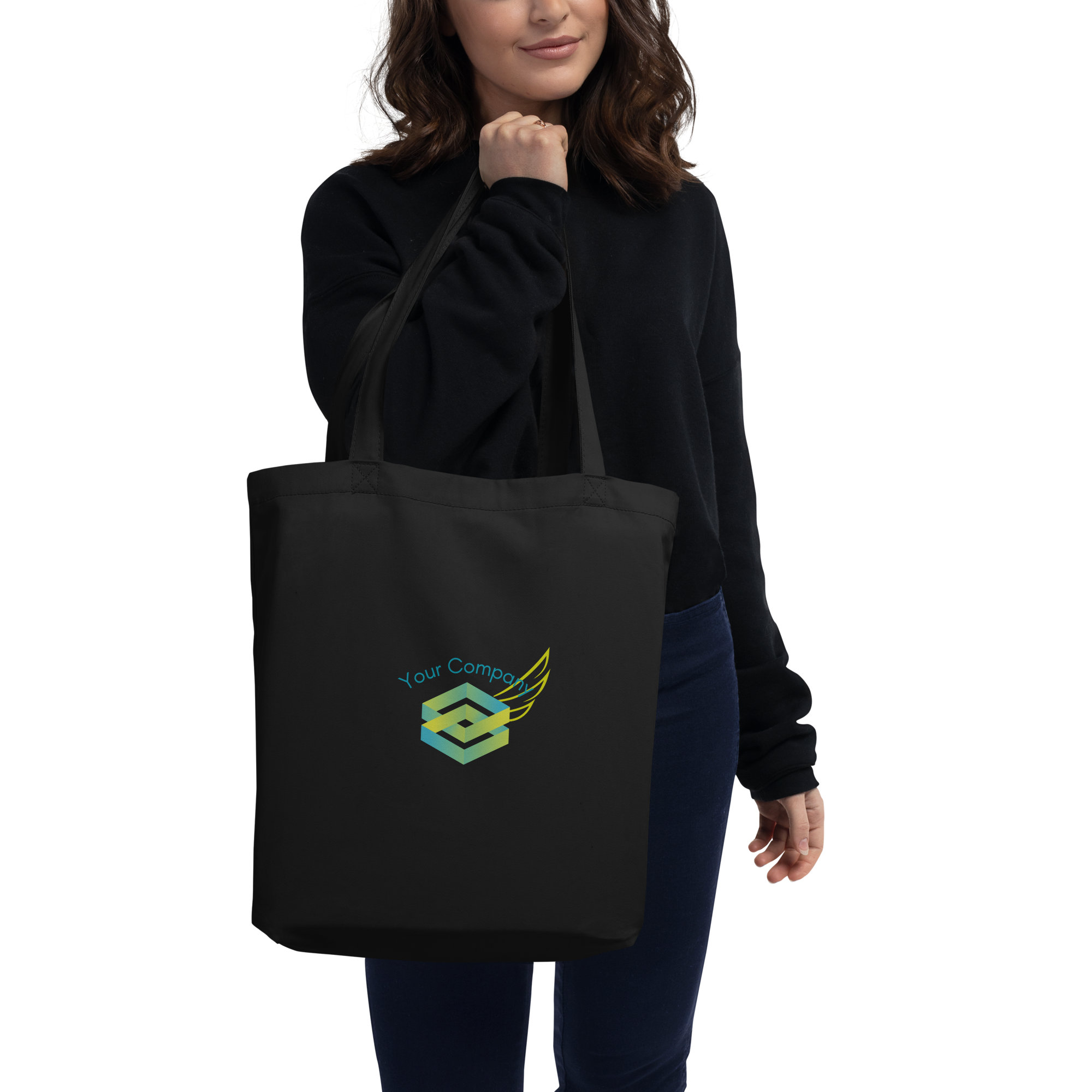 Custom Logo Black Tote Bag