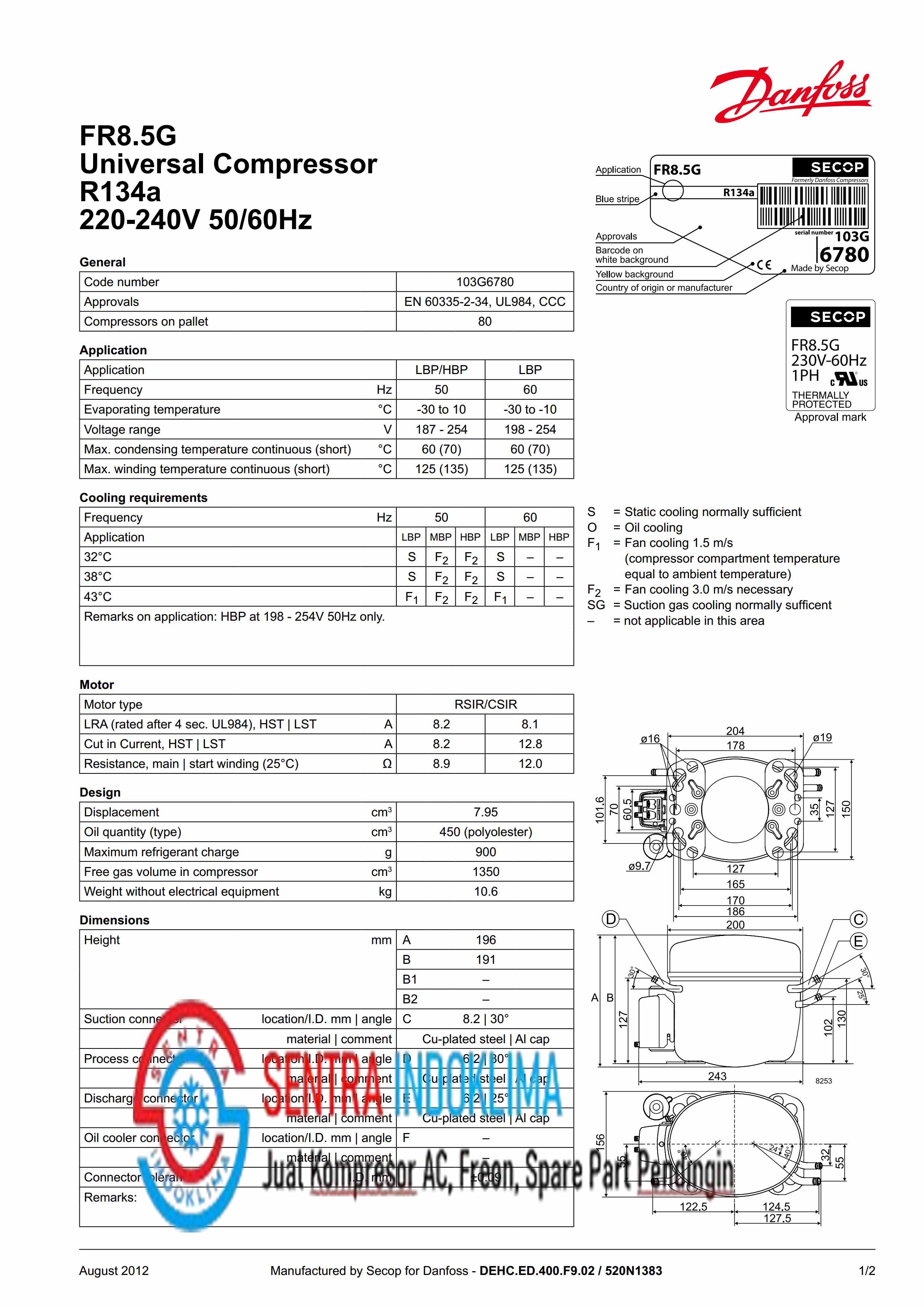 Kompresor Secop FR8.5G