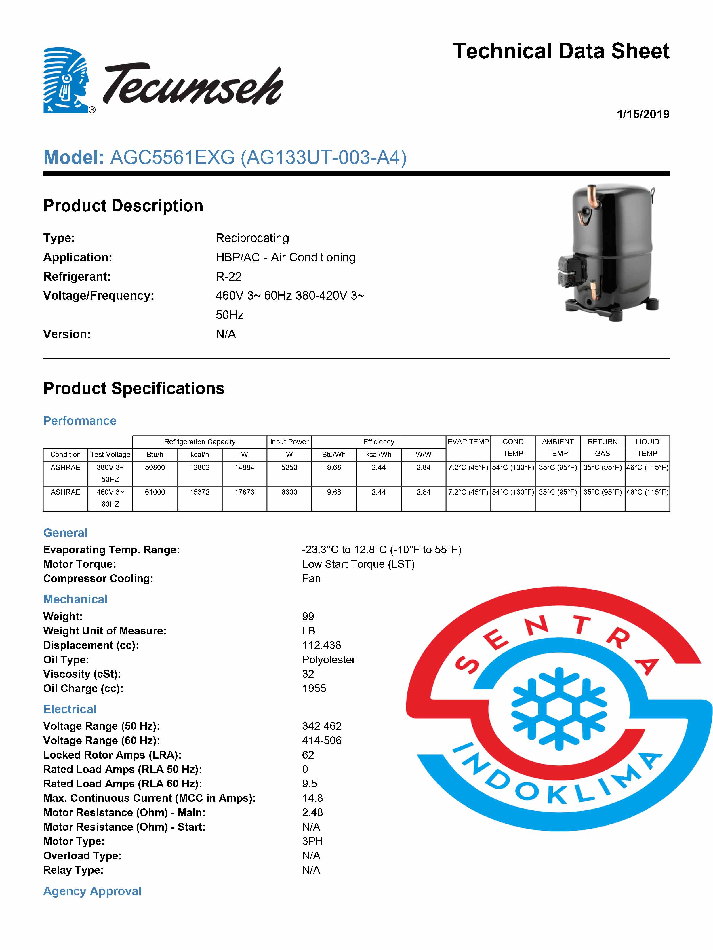 Kompresor Tecumseh AG133UT
