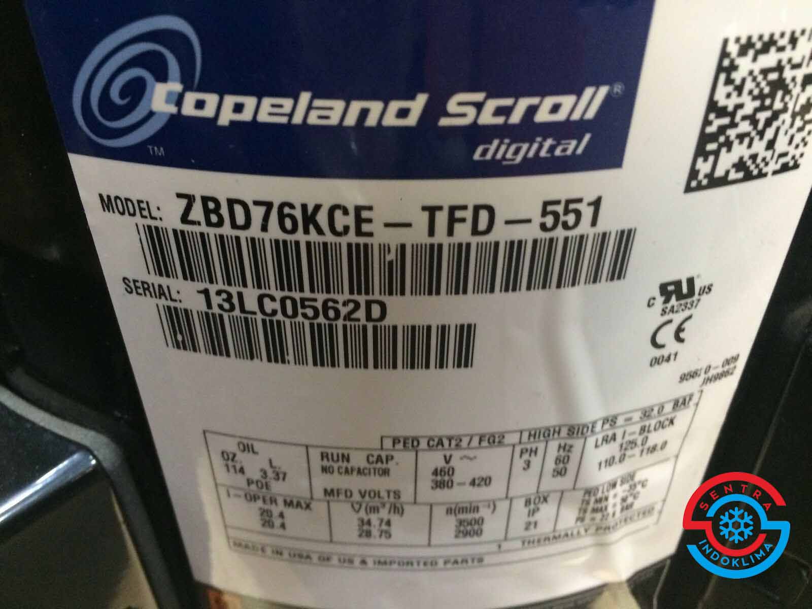 Kompresor Copeland Scroll Digital ZBD76KCE-TFD-551