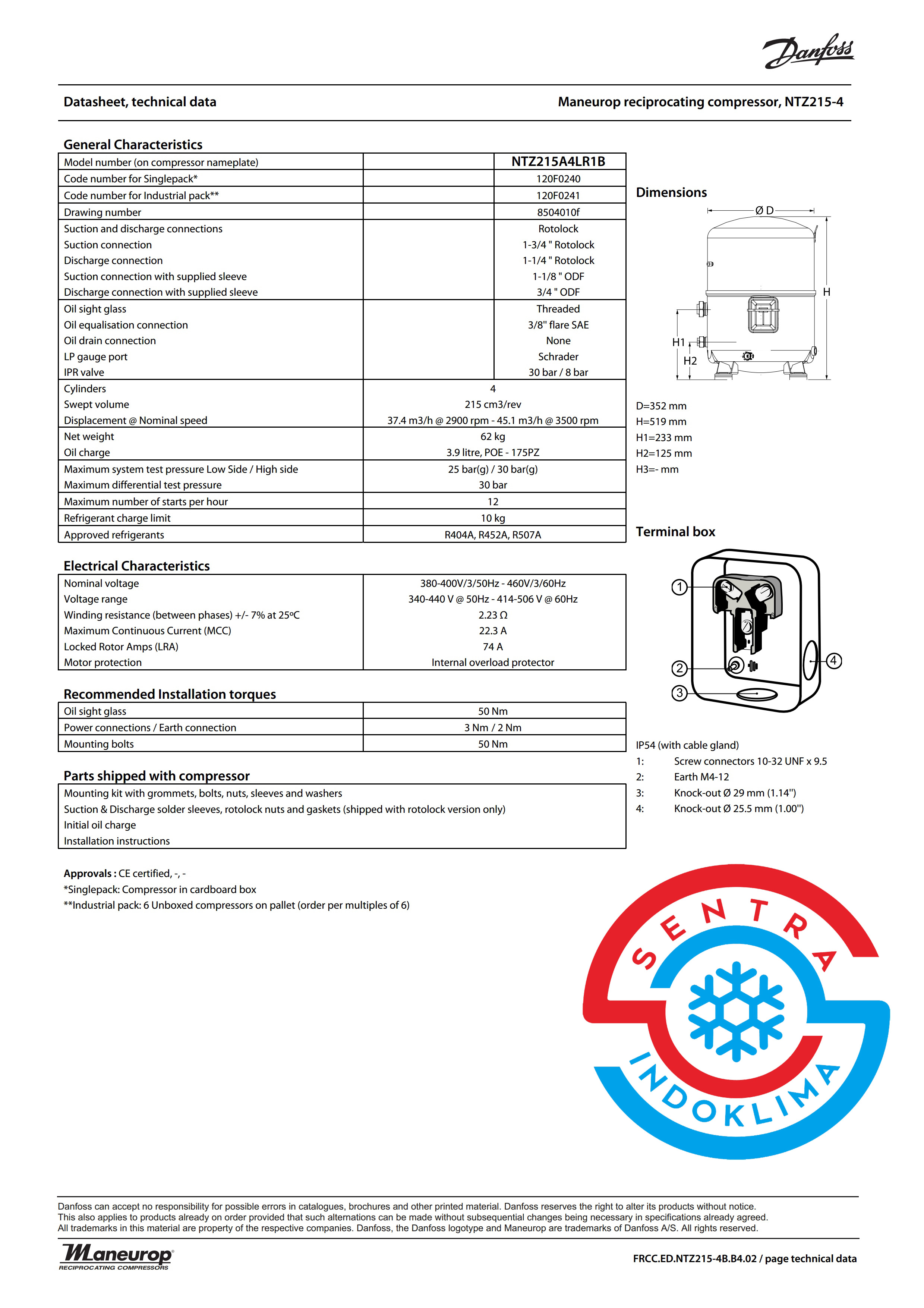 Kompresor Danfoss NTZ215A4LR1A