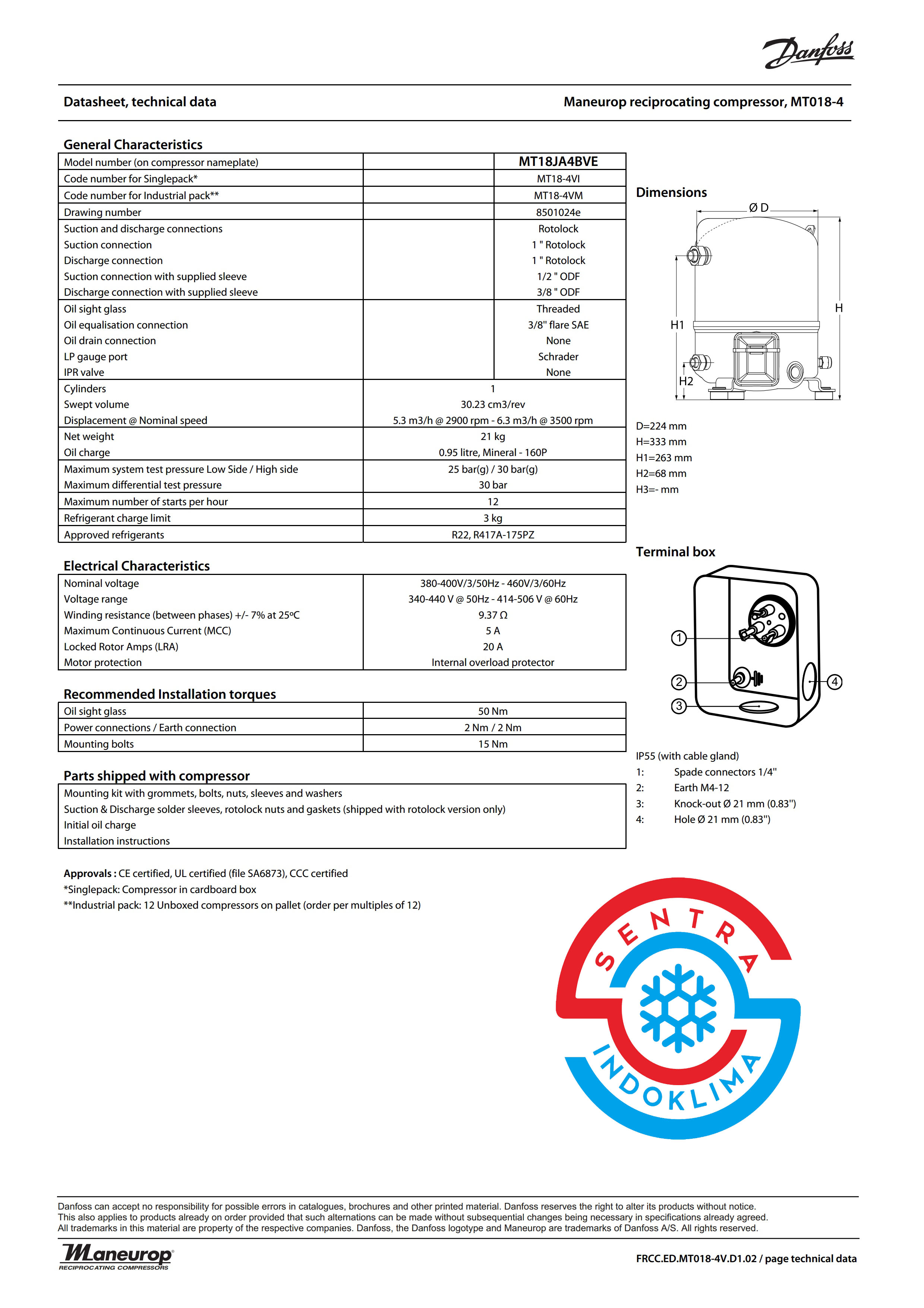 Compressor Danfoss MTZ18JA4BVE