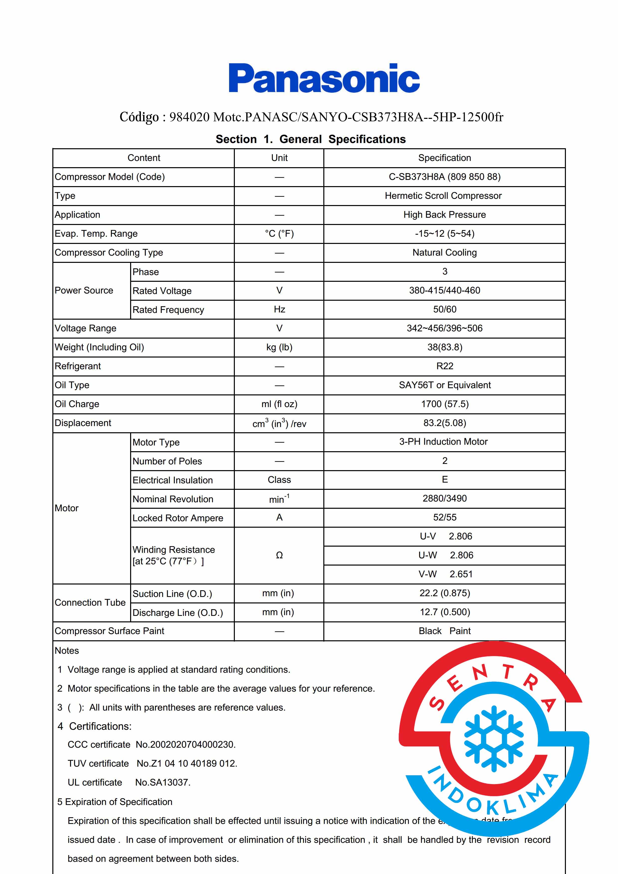Kompresor Sanyo C-SB373H8A