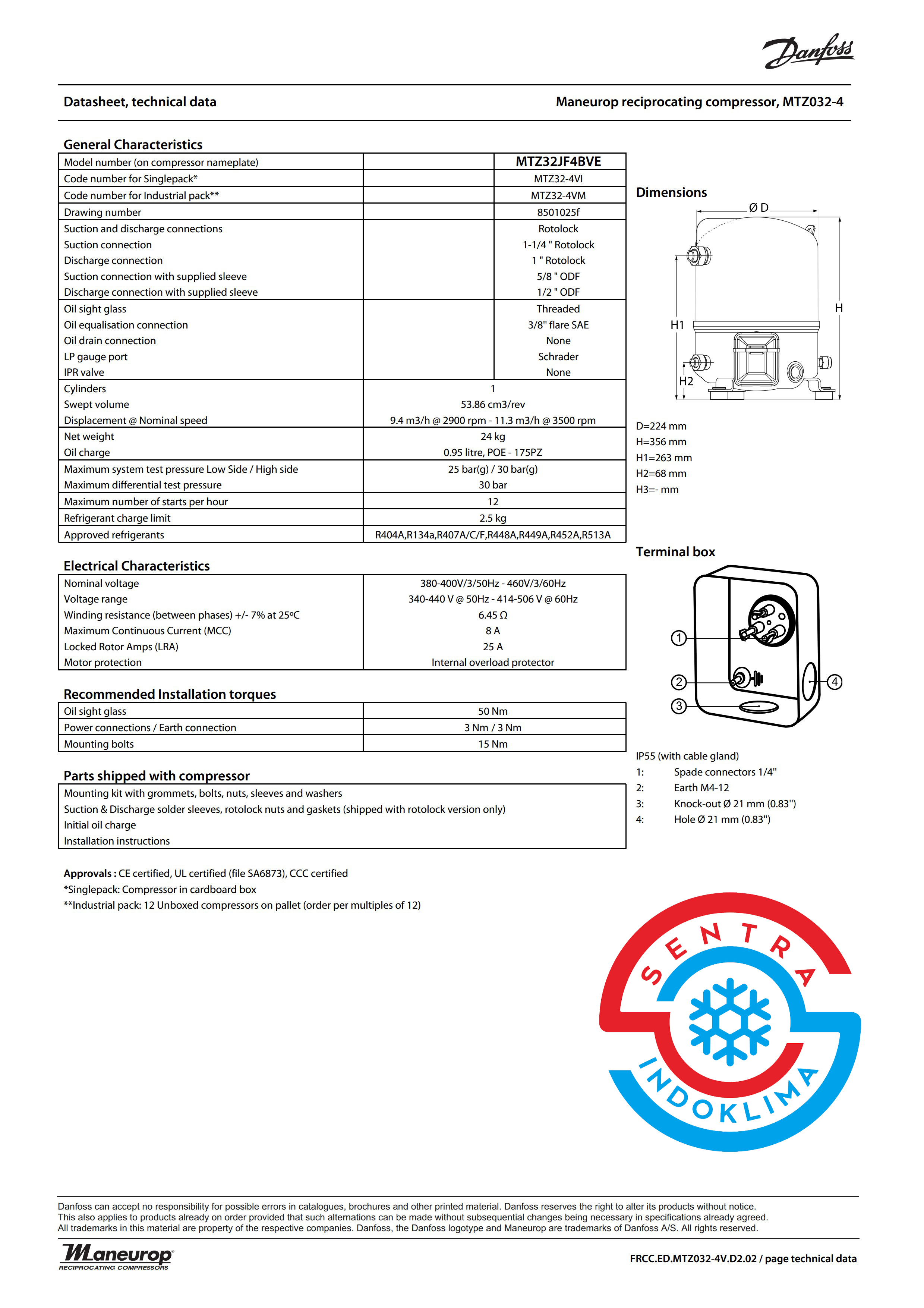 Kompresor Danfoss MTZ32JFA4BVE