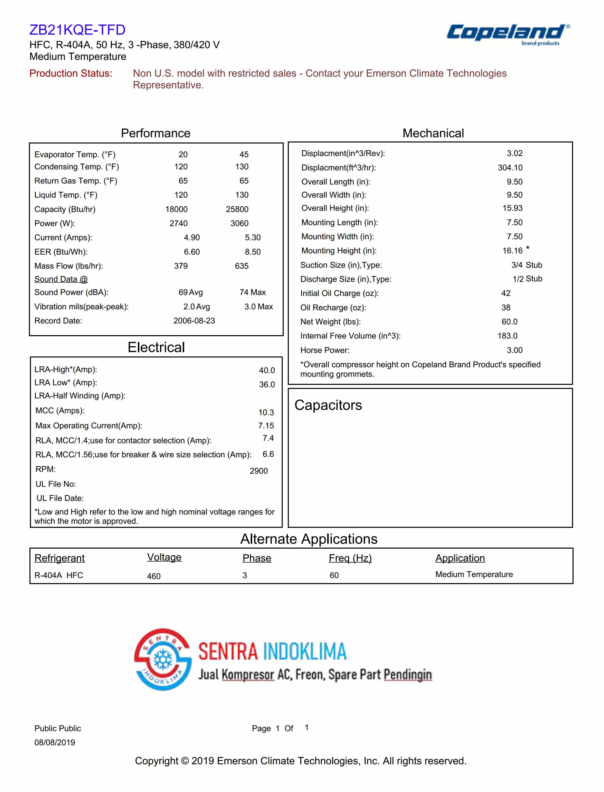 Kompresor Copeland ZB21KQE-TFD-559