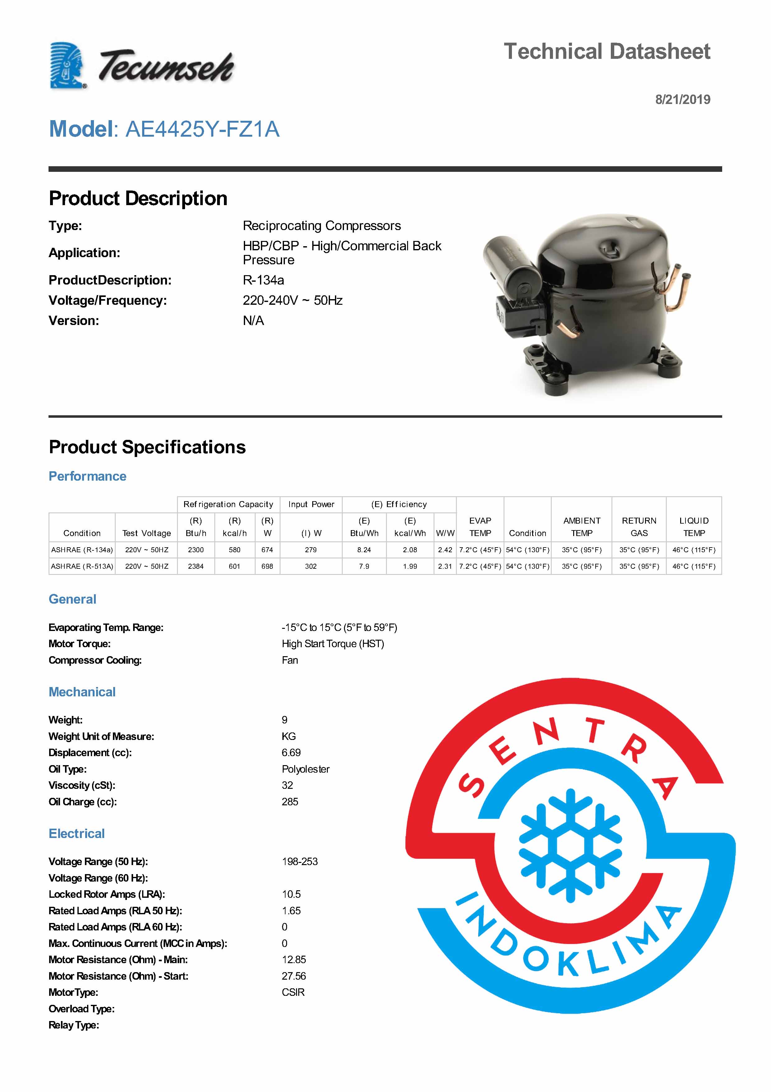 Kompresor Tecumseh AE4425Y