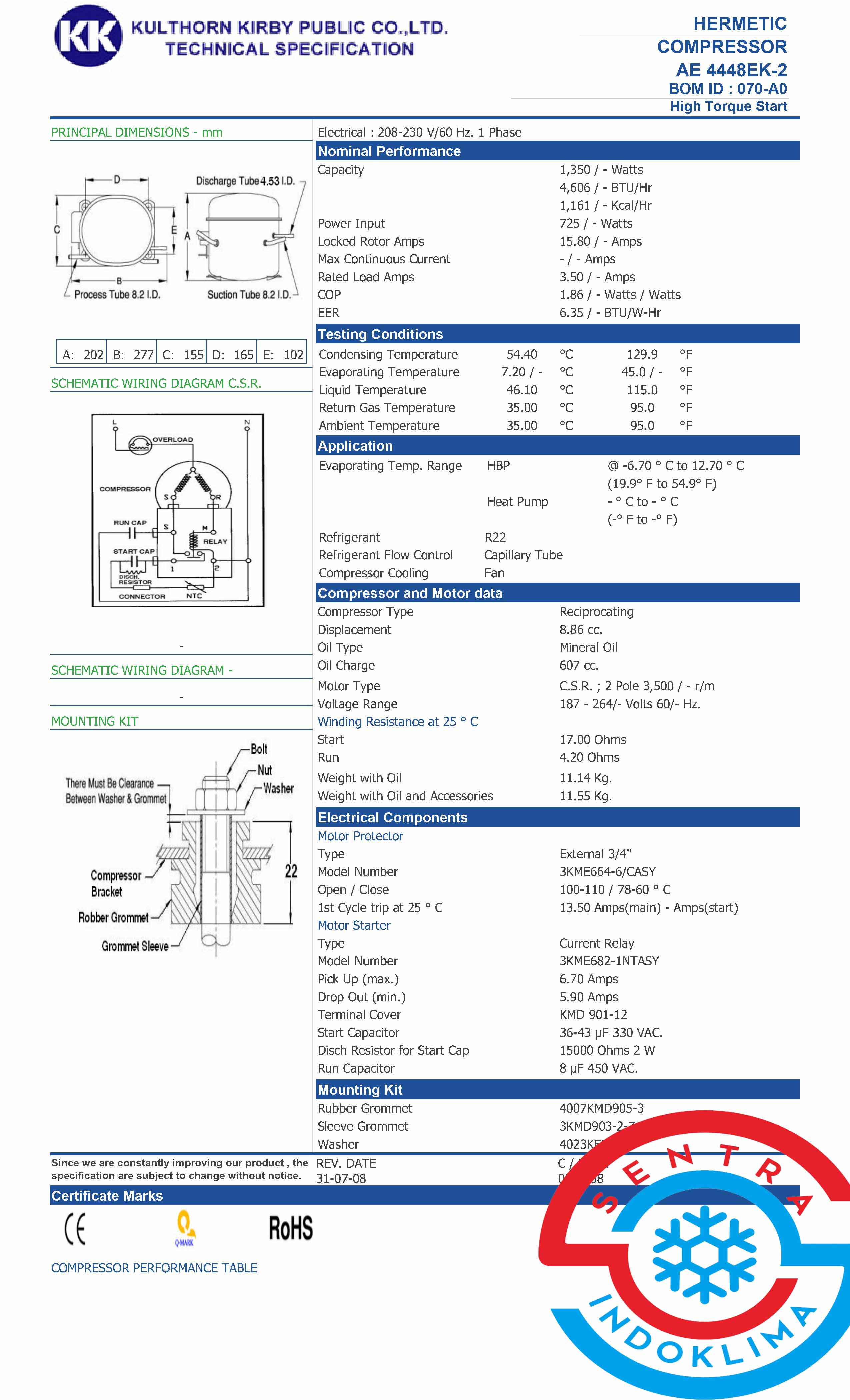 Kompresor kulkas Kulthorn AE4448EK