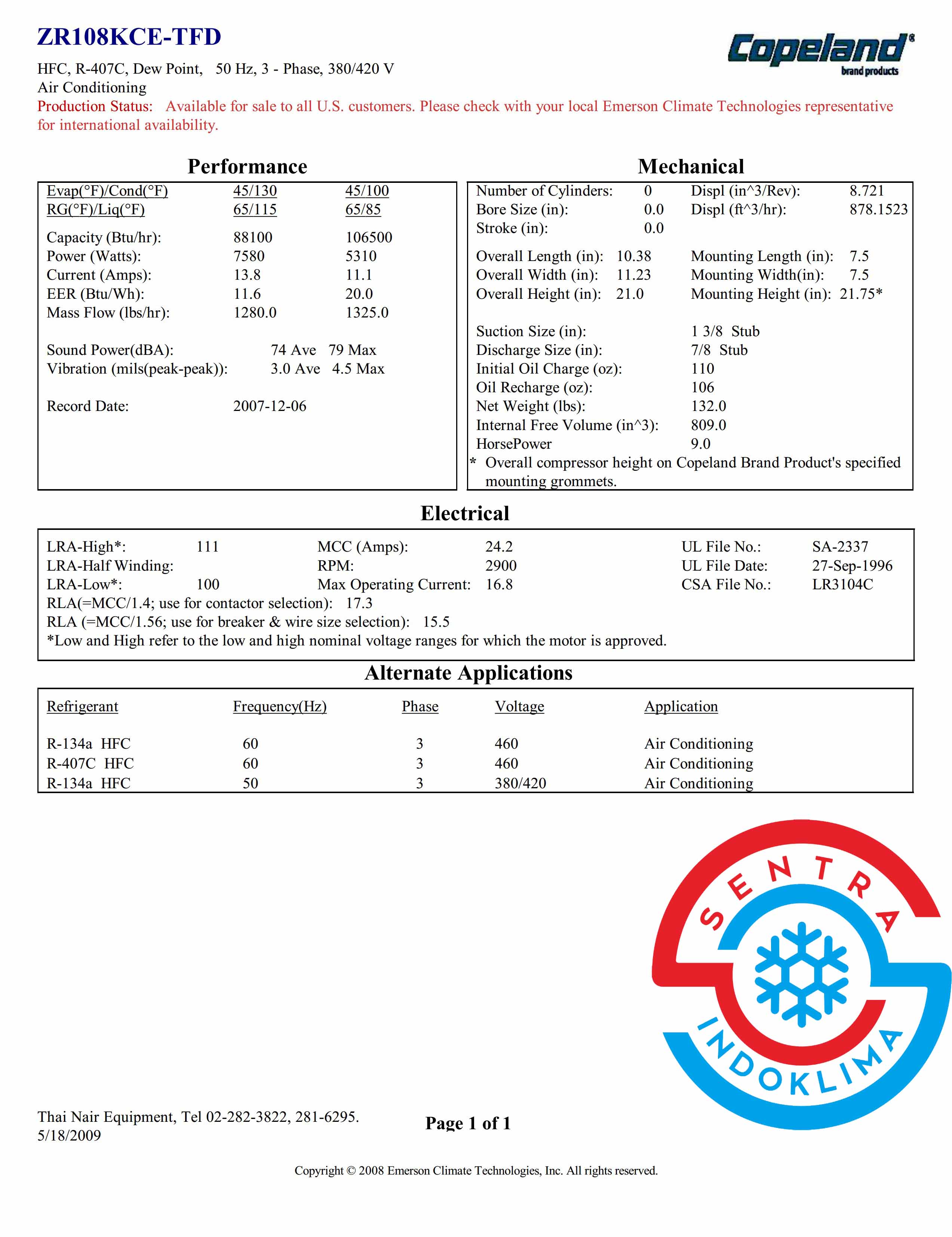 Kompresor ZR108KCE-TFD-522