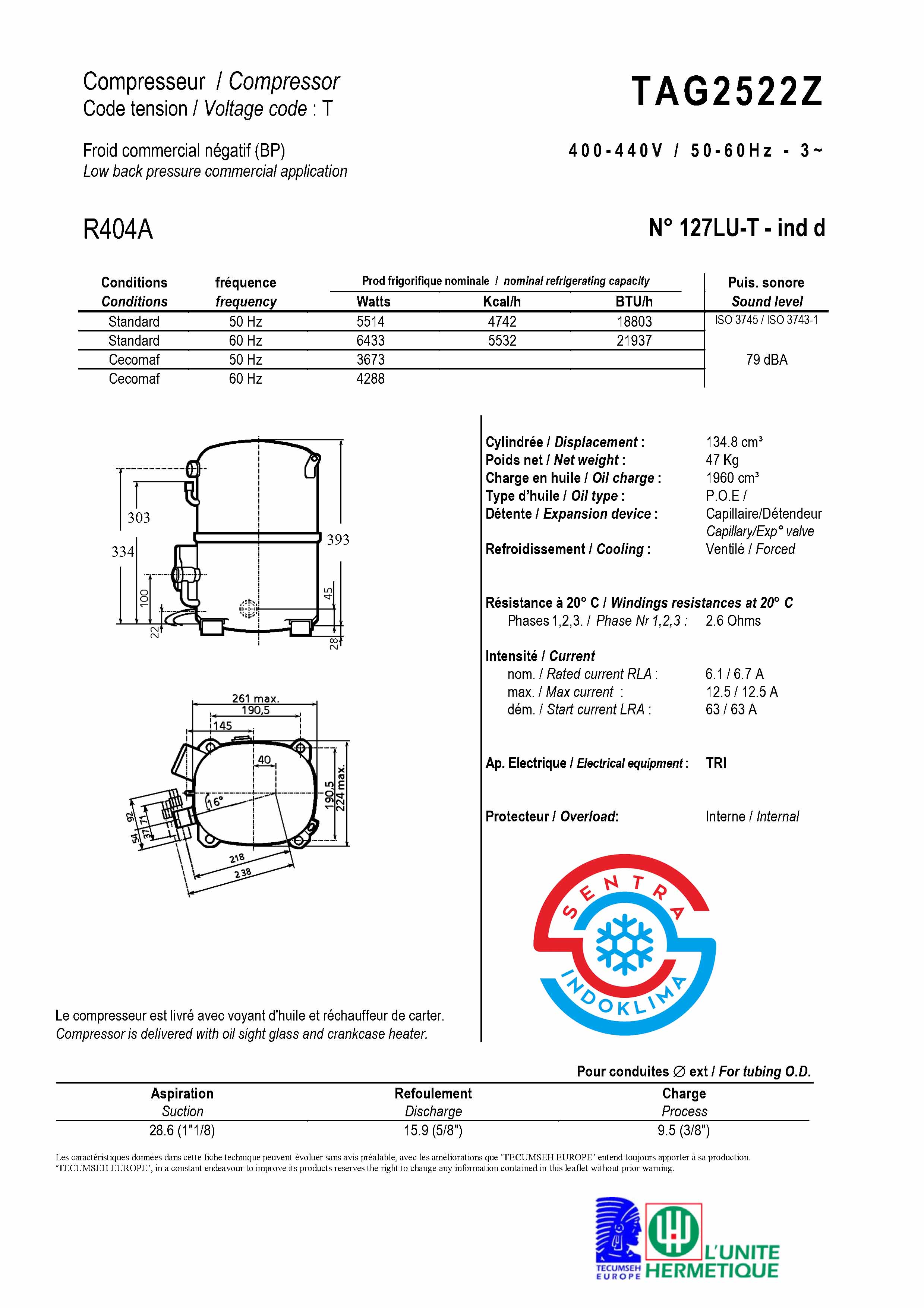 Kompresor TAG2522Z Tecumseh