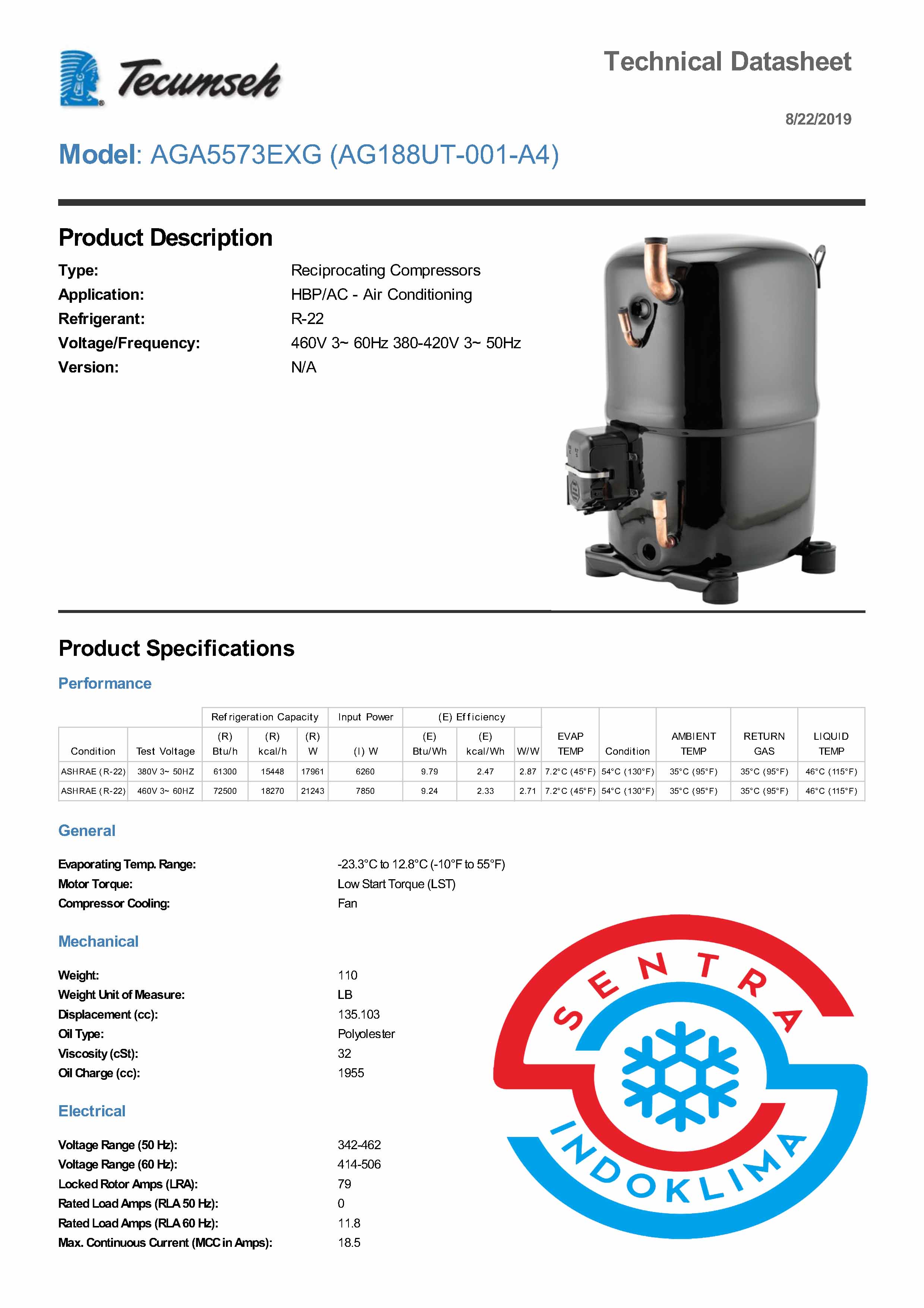 Kompresor Tecumseh AG188UT