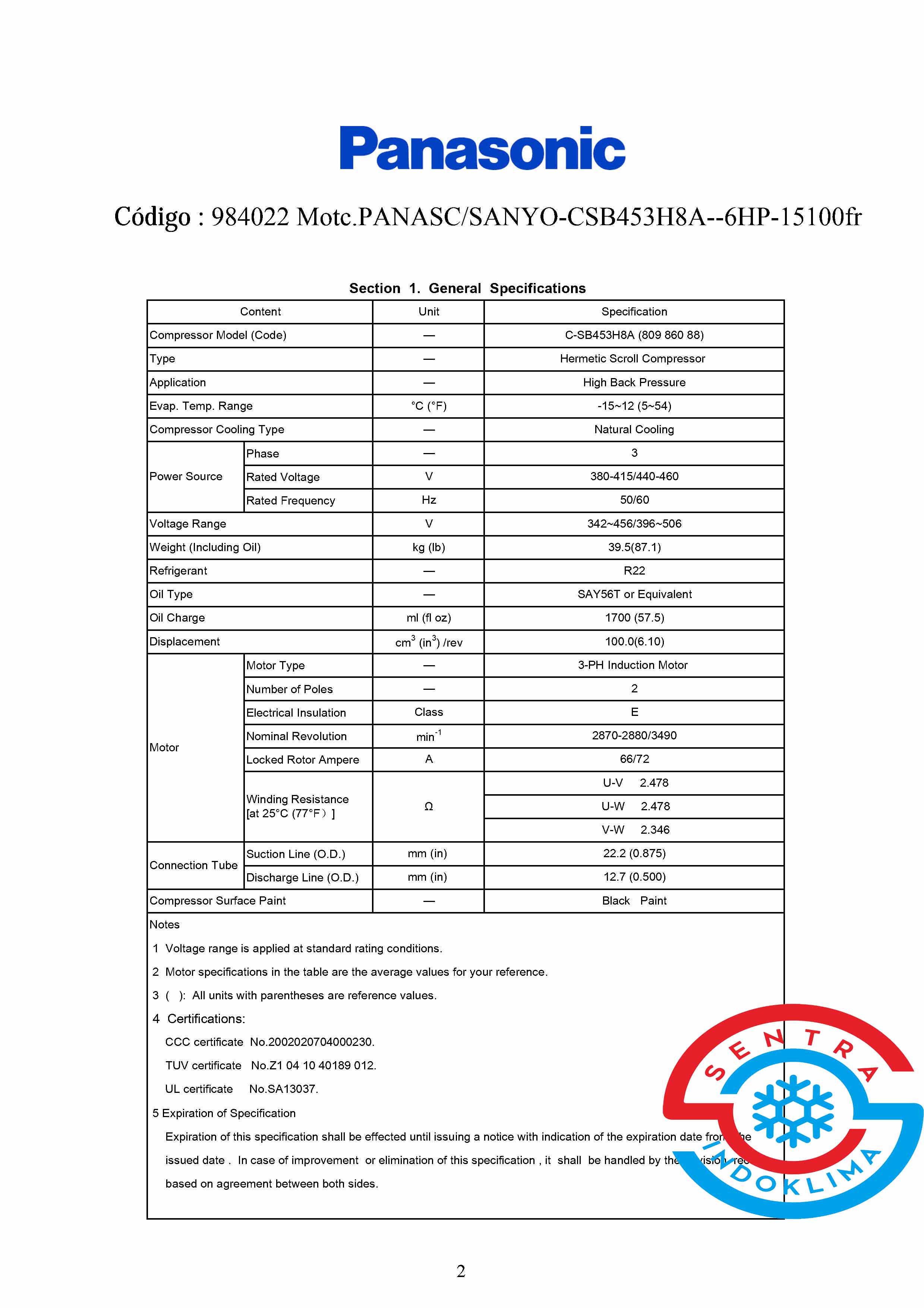 Kompresor Sanyo CS-B453H8A
