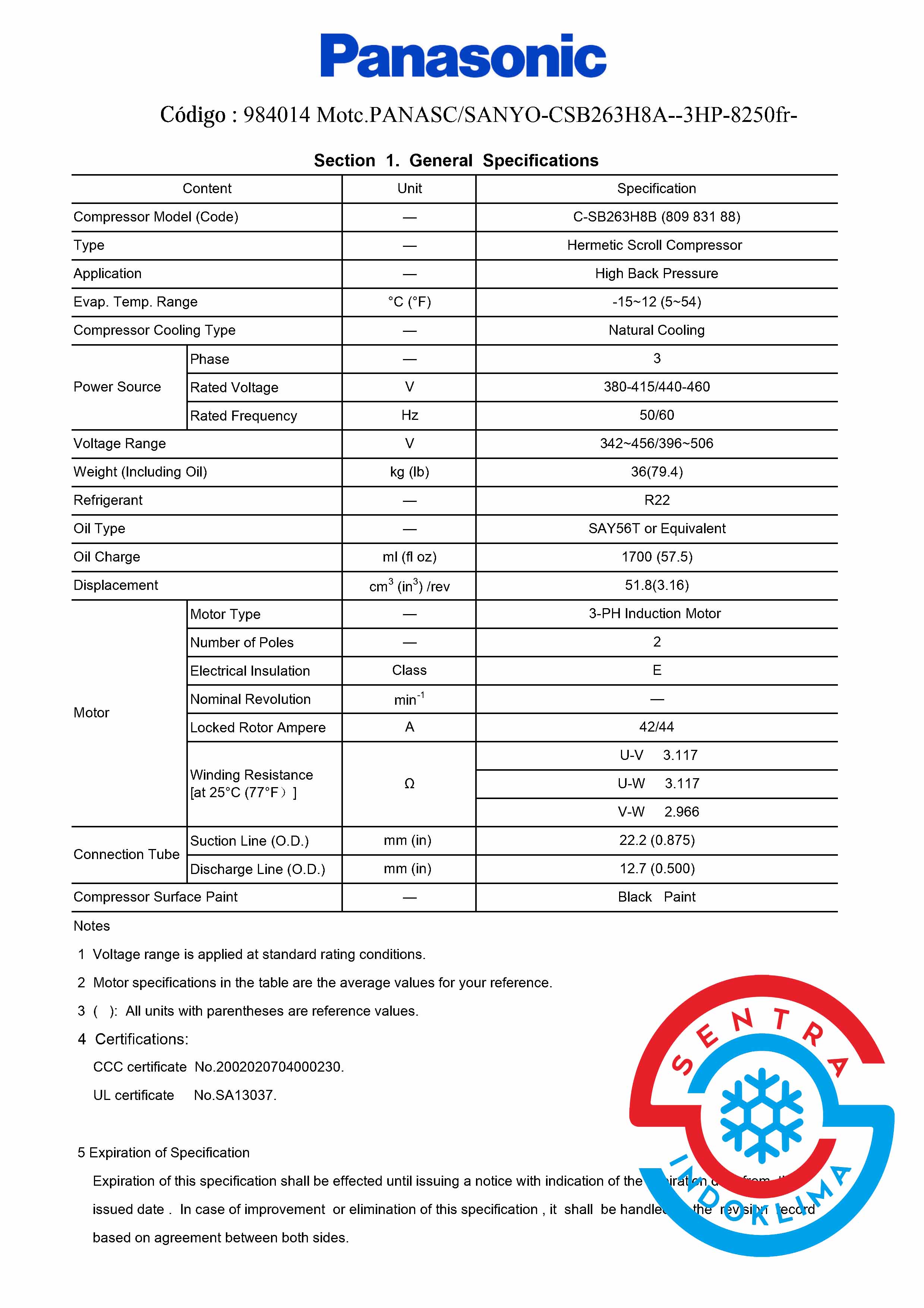 Kompresor Sanyo C-SB263H8A