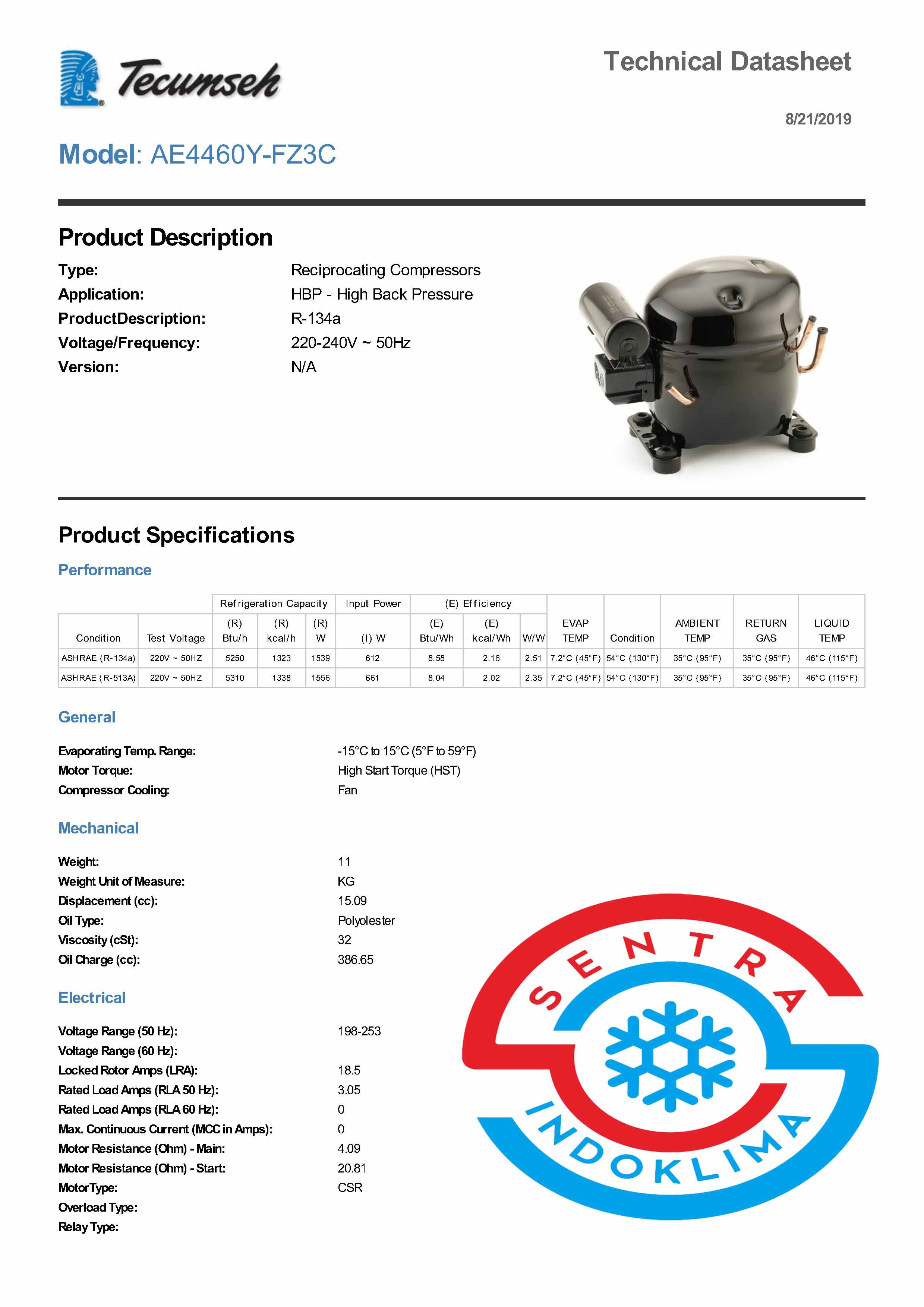 Kompresor Tecumseh AE4460Y