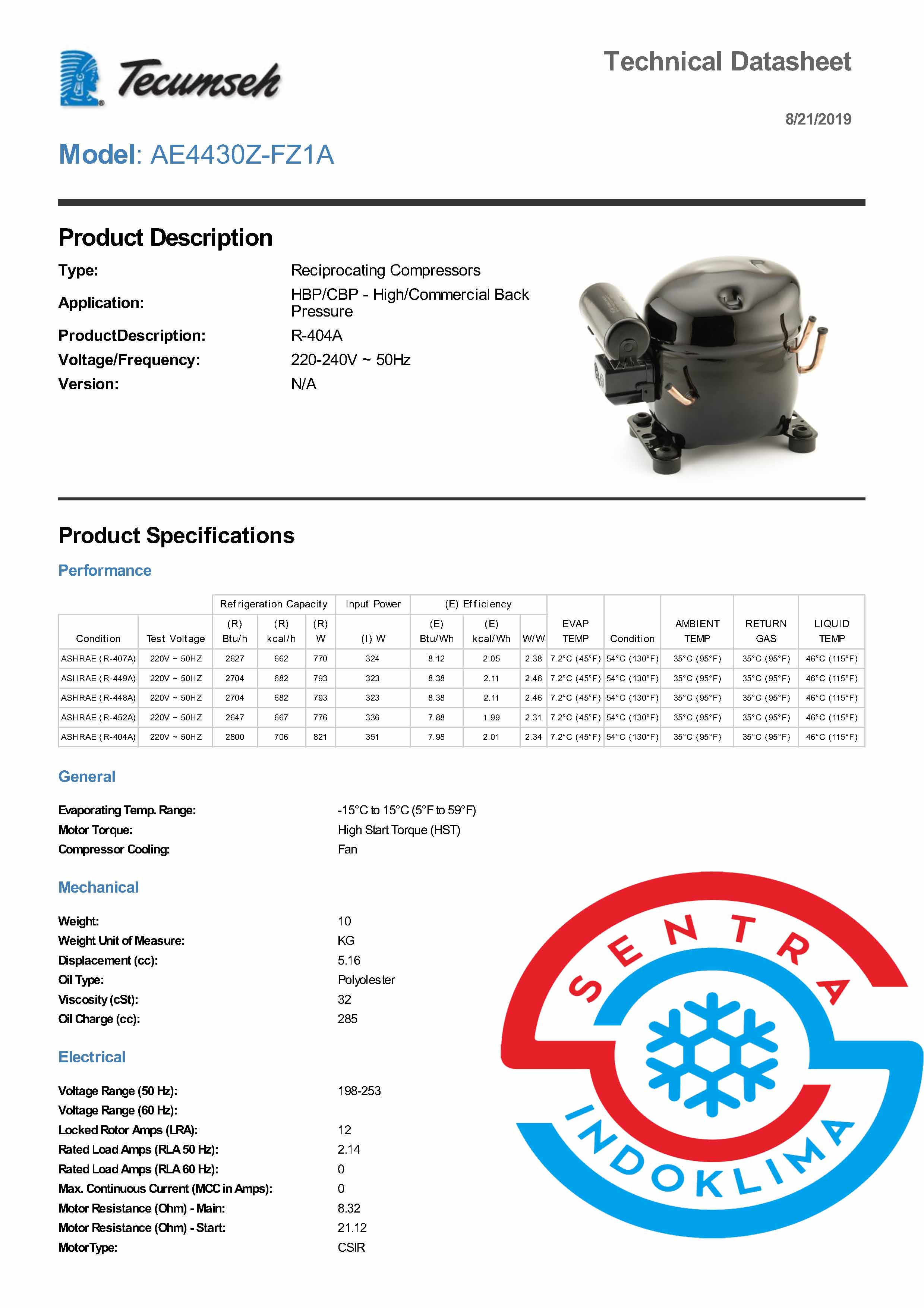 Kompresor Tecumseh AE4430Z