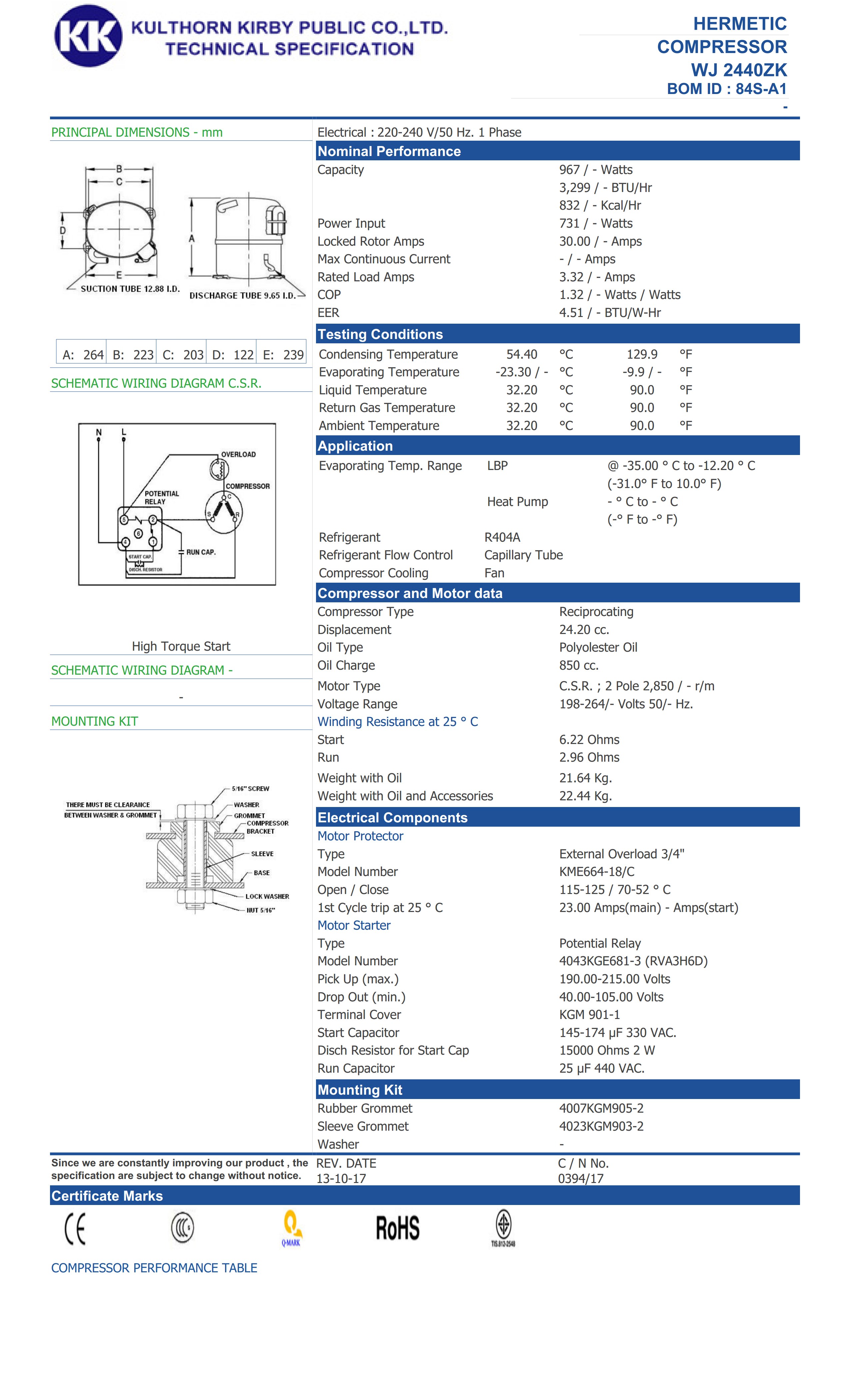 Kompresor WJ2440ZK Tecumseh