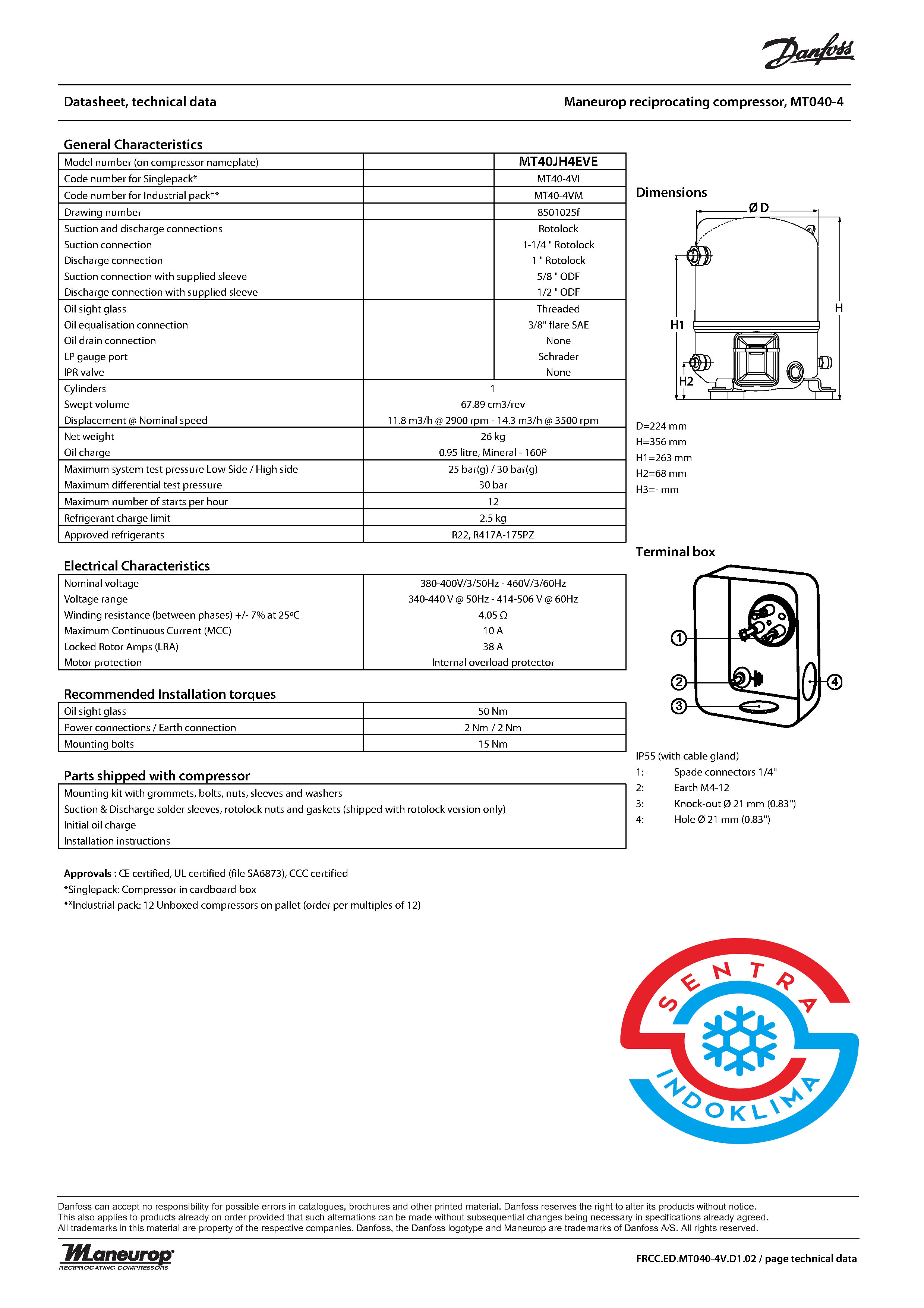 Kompresor Maneurop MT40HE4VE
