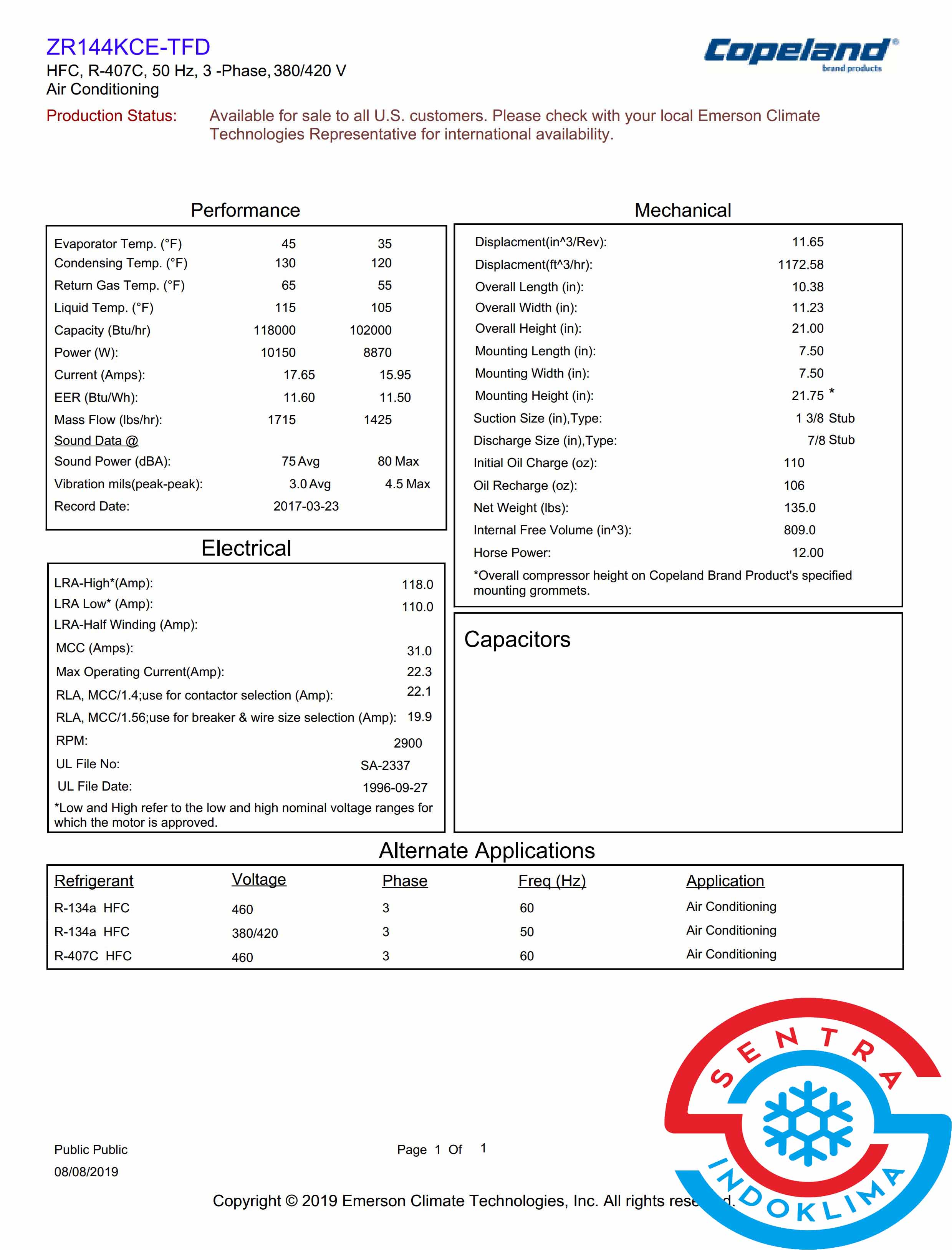 Kompresor ZR144KCE-TFD-522