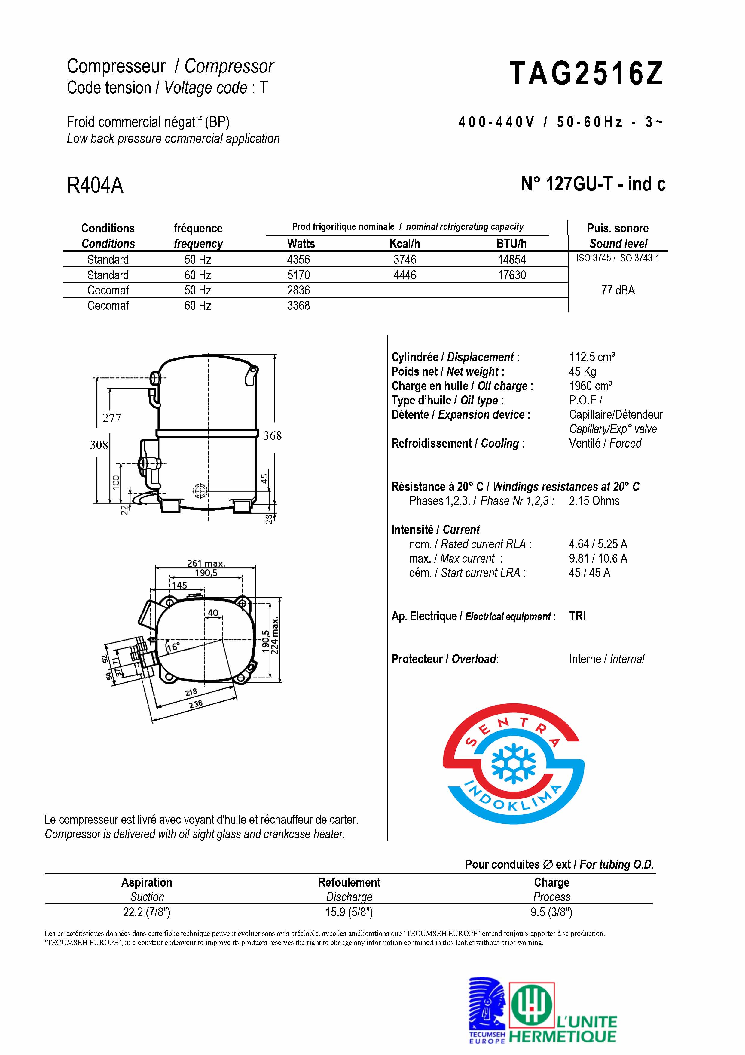 Kompresor Tecumseh TFH2510Z