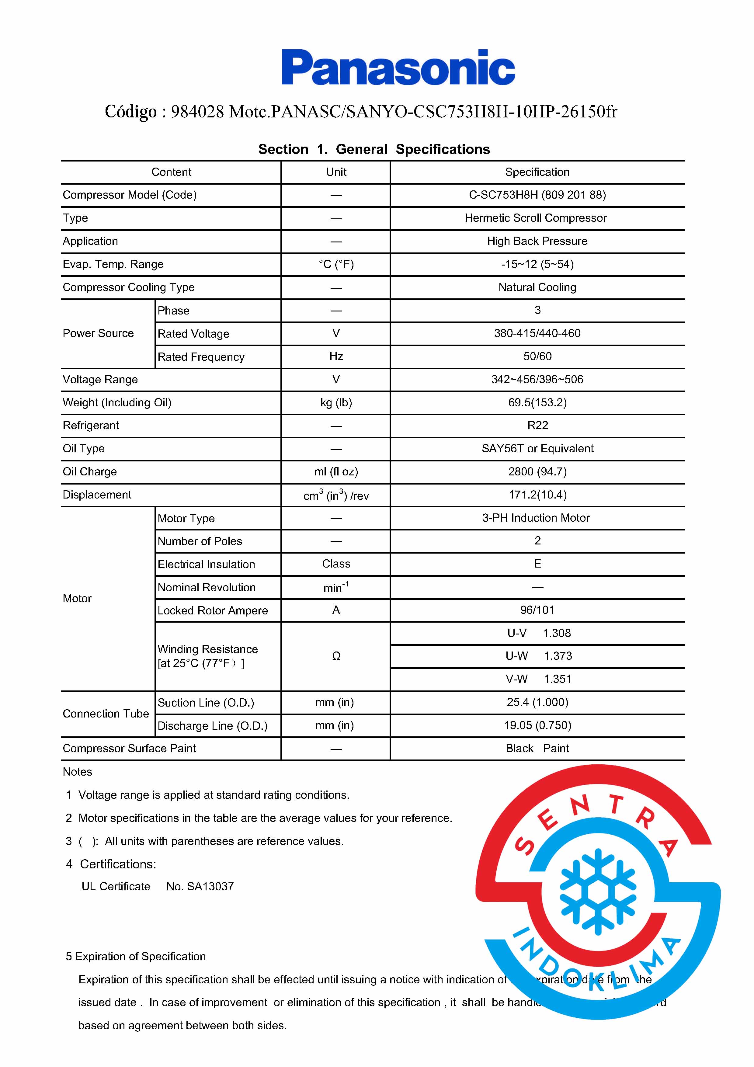 Kompresor Sanyo C-SB753H8H