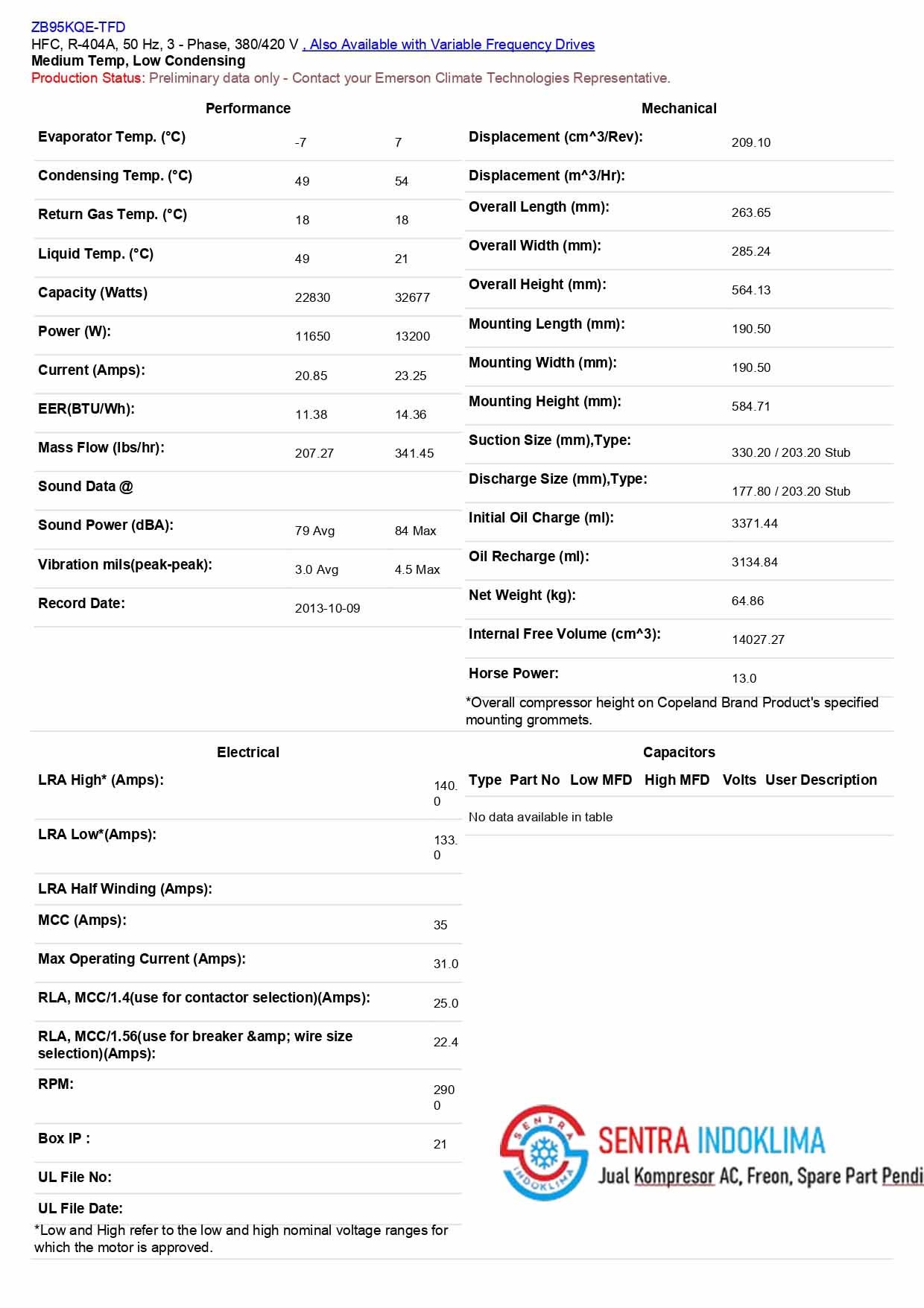 Kompresor ZB95KQE-TFD-551 Copeland Scroll Emerson