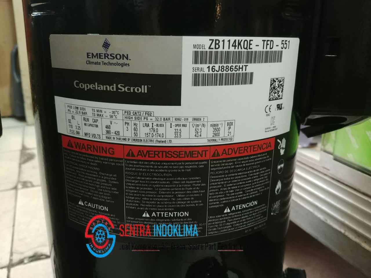 Kompresor Copeland Scroll ZB114KQE-TFD-551