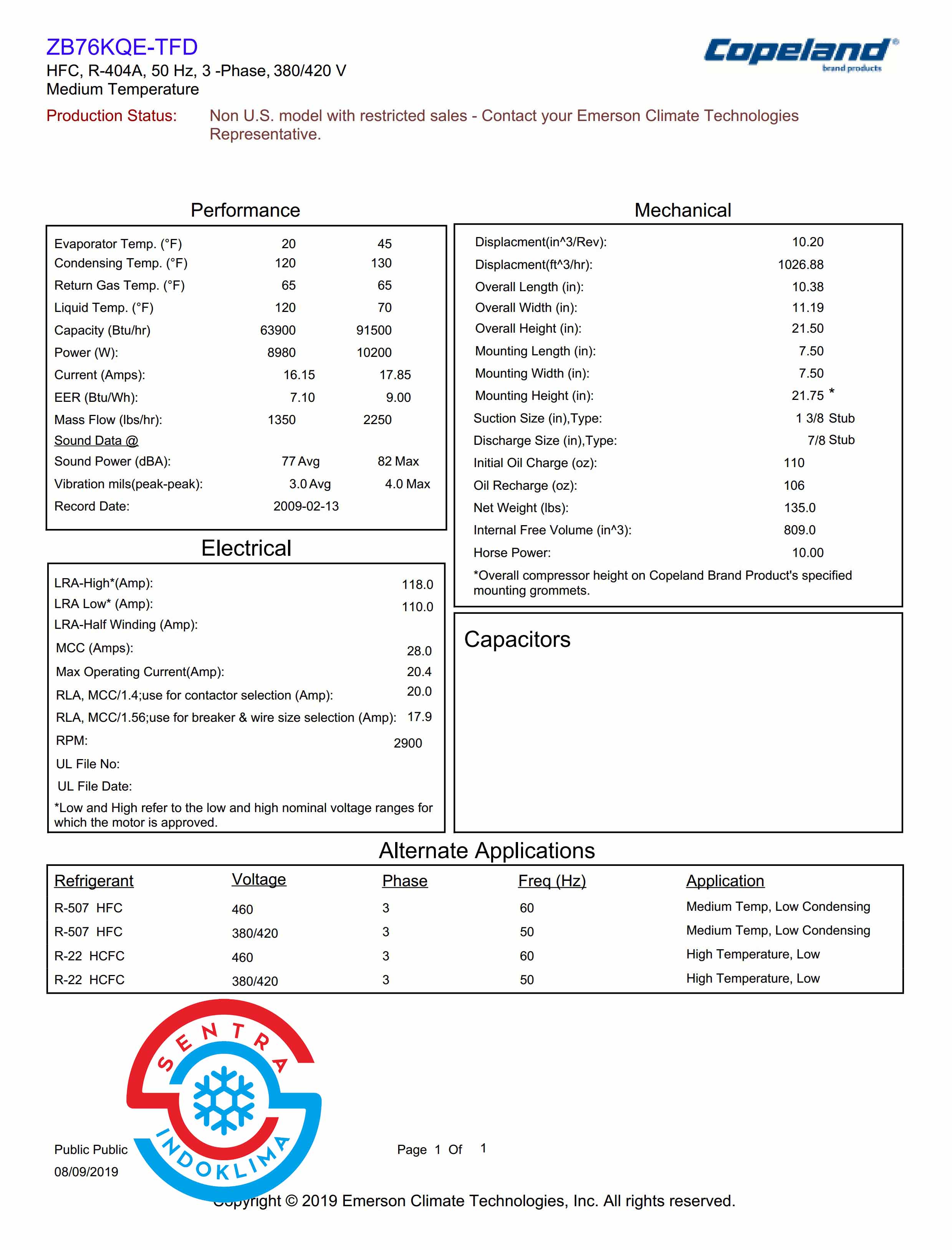 Kompresor ZB76KQE-TFD-524