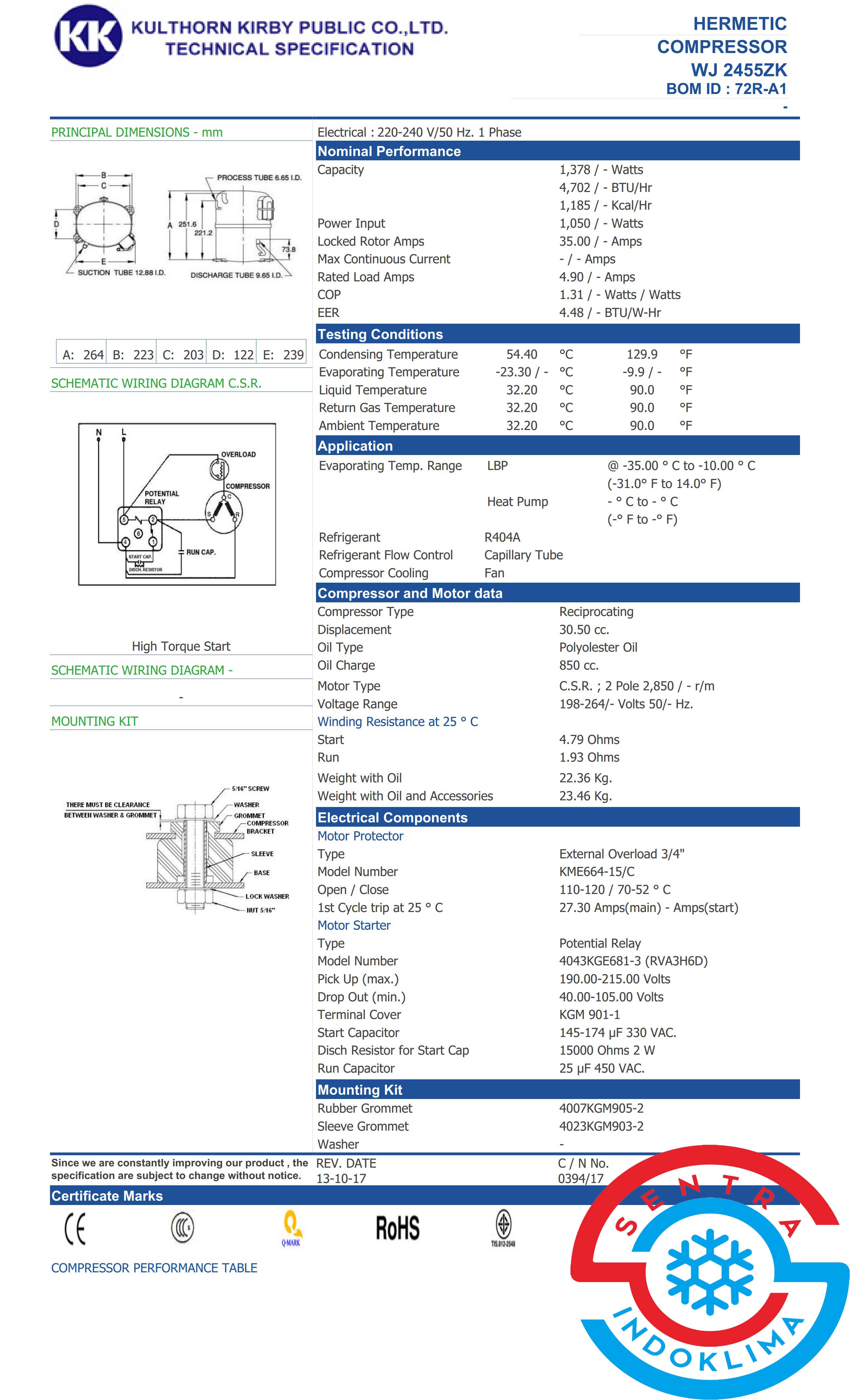 Kompresor kulkas Kulthorn WJ2455ZK
