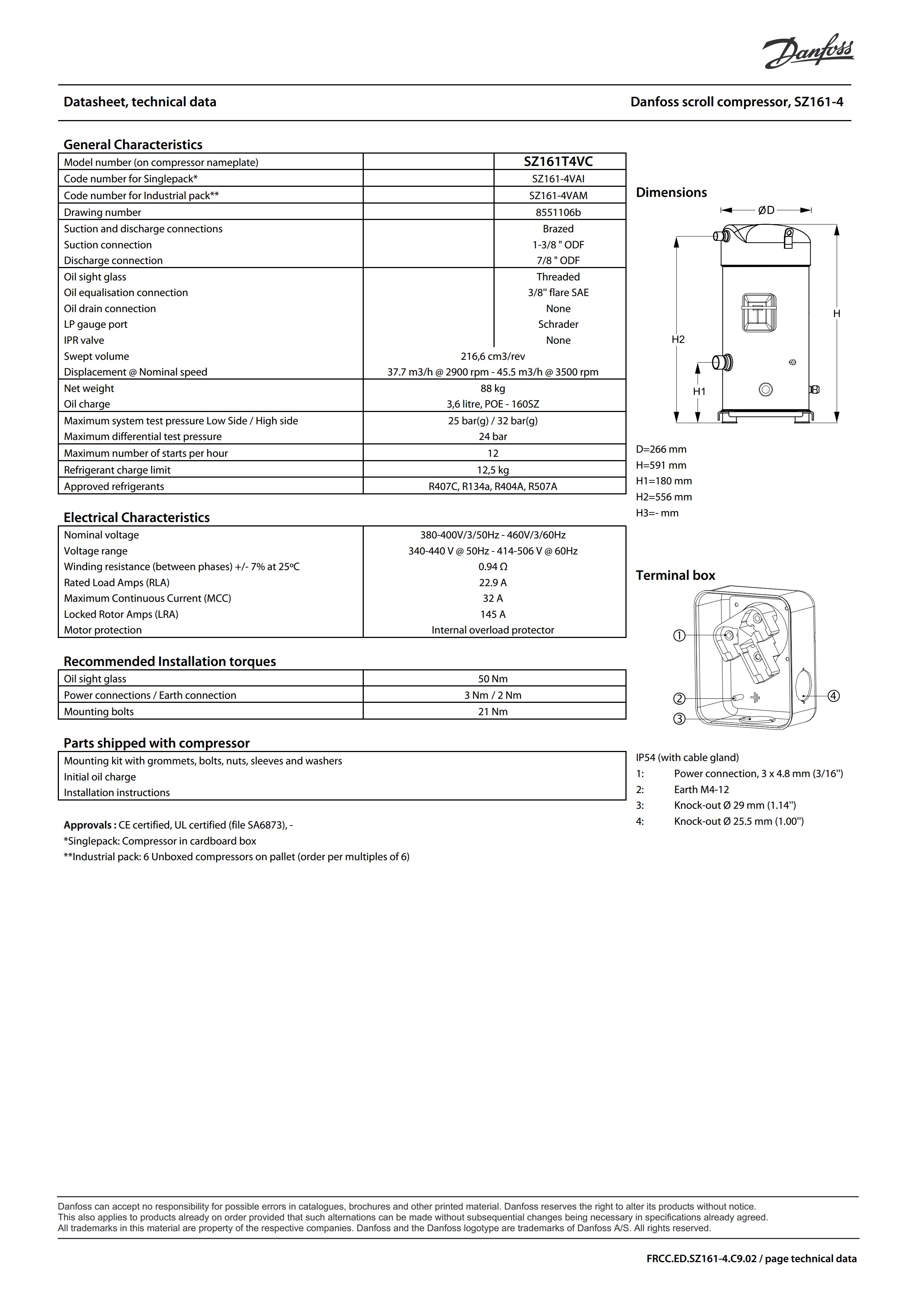 Kompresor Danfoss SZ161T4VC