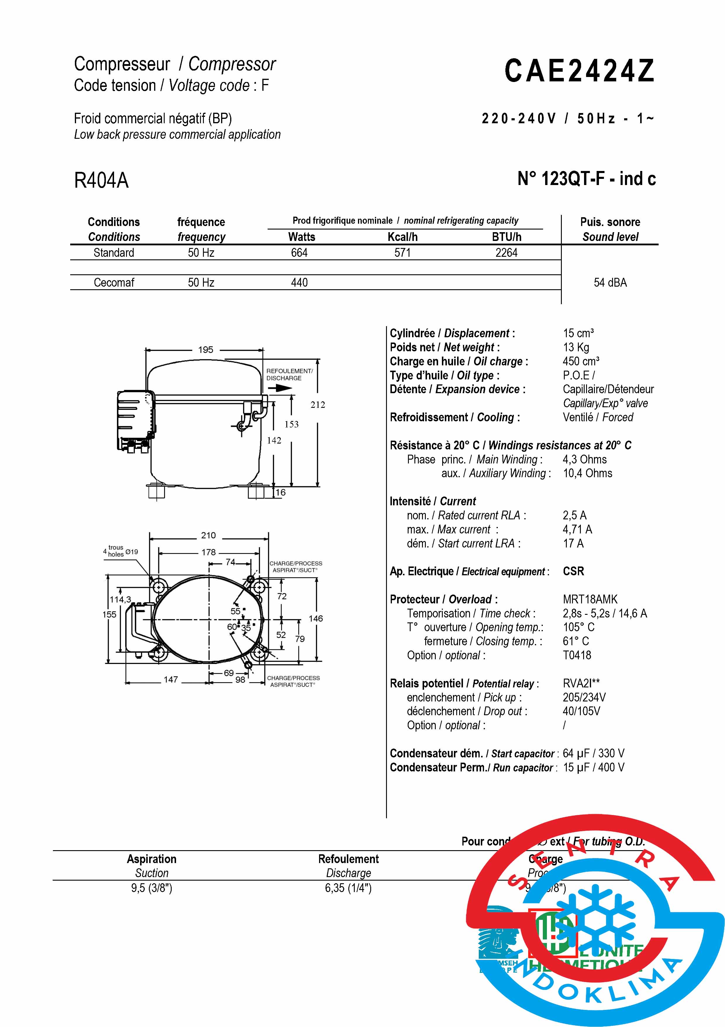 Kompresor Tecumseh CAE2424Z