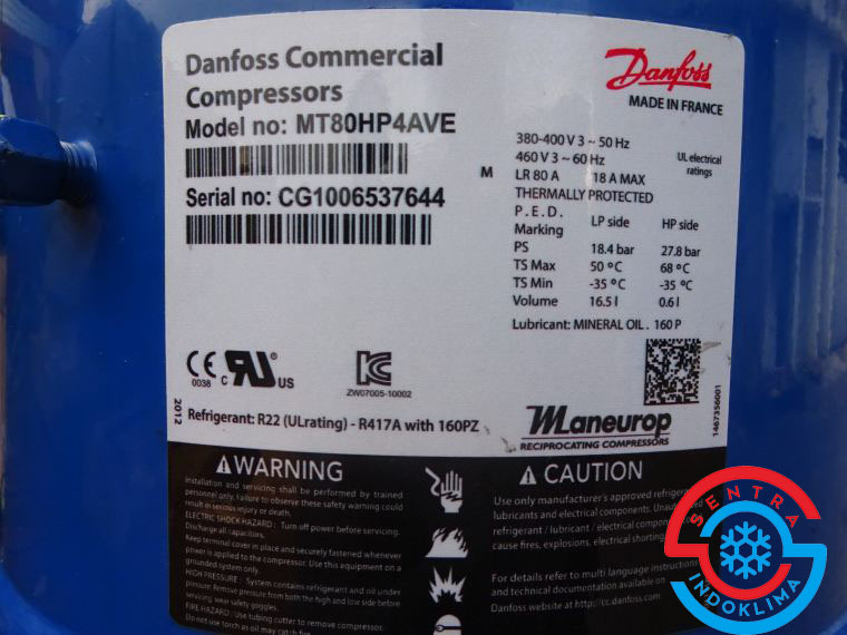 Danfoss Commercial Compressor MT80HP4AVE
