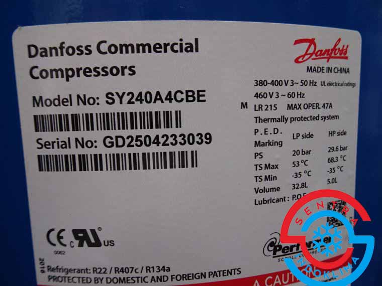 Kompresor Komersial Danfoss SY240A4CBE