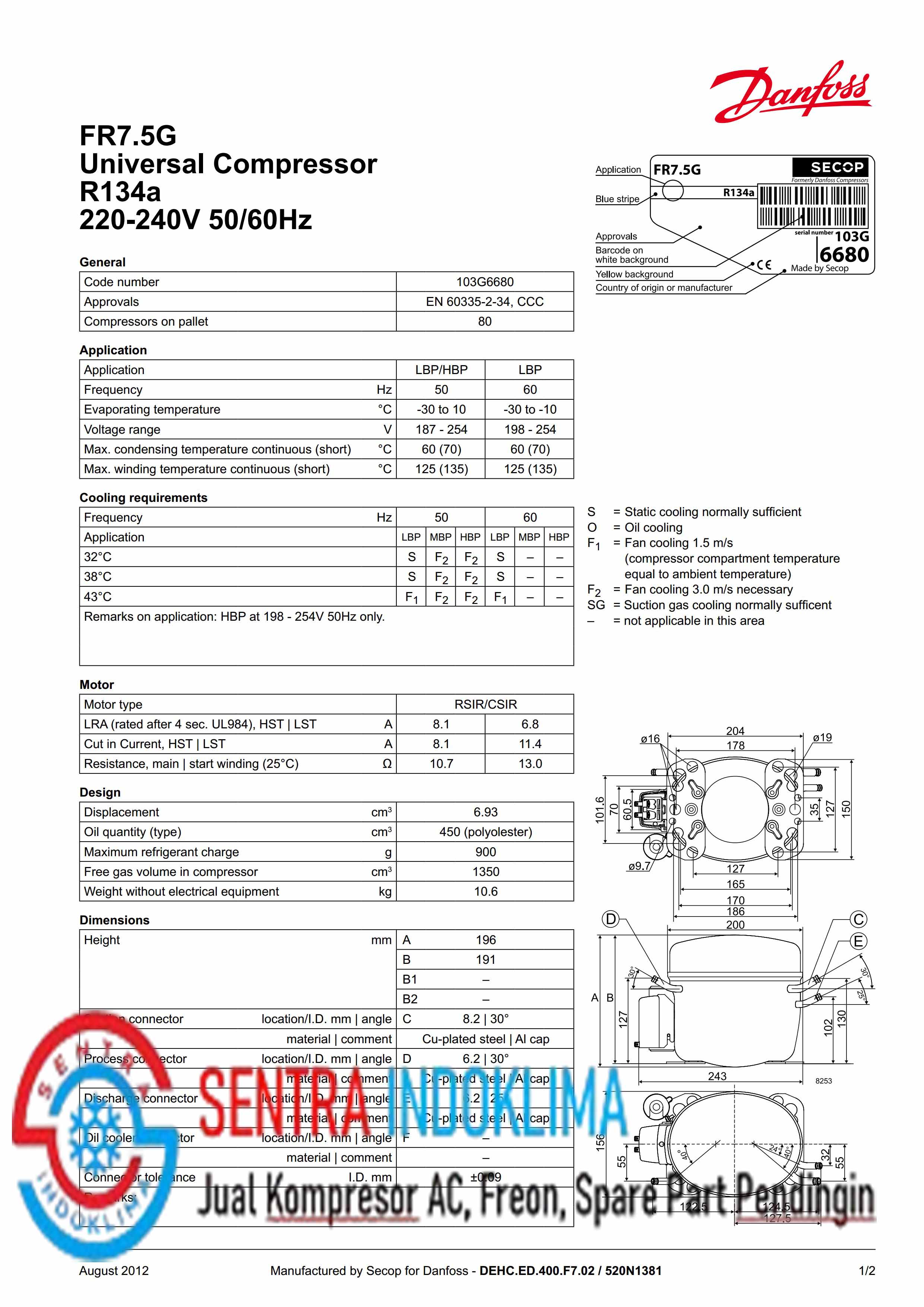 Kompresor Secop FR7.5G