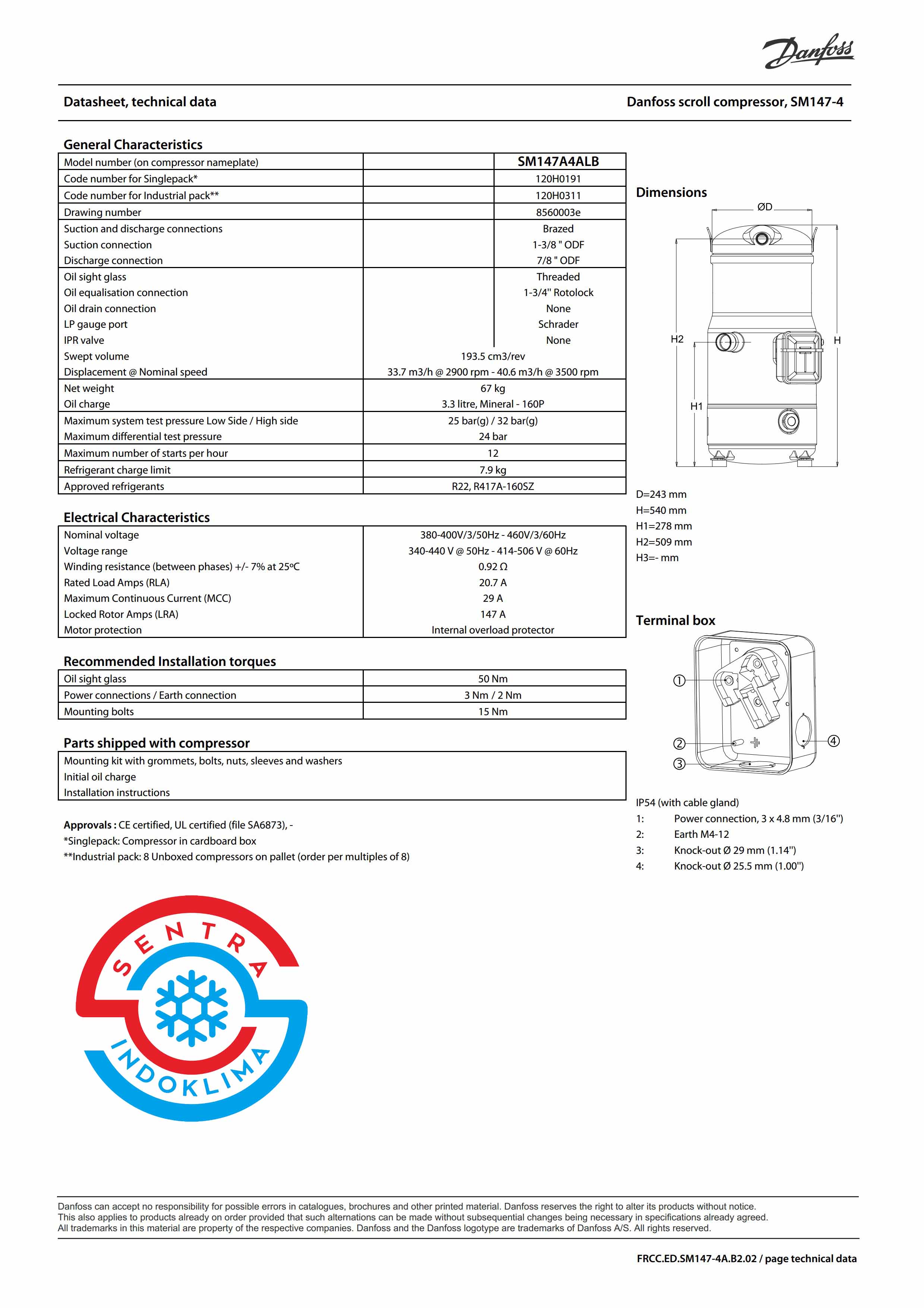 Kompresor Danfoss SM147A4ALB