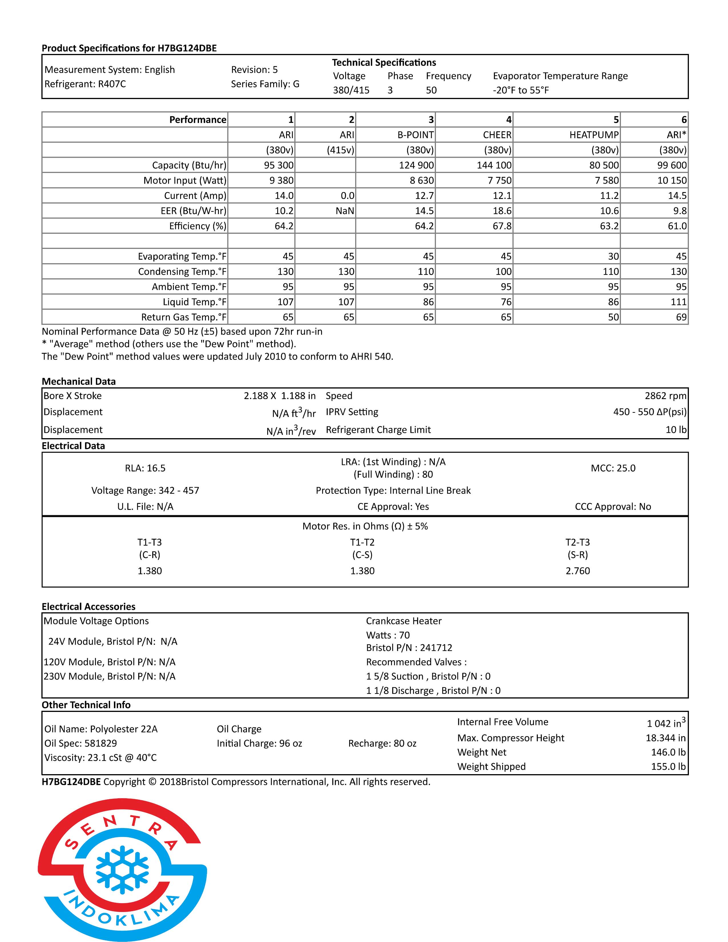 Kompresor Bristol H7BG124DBEE