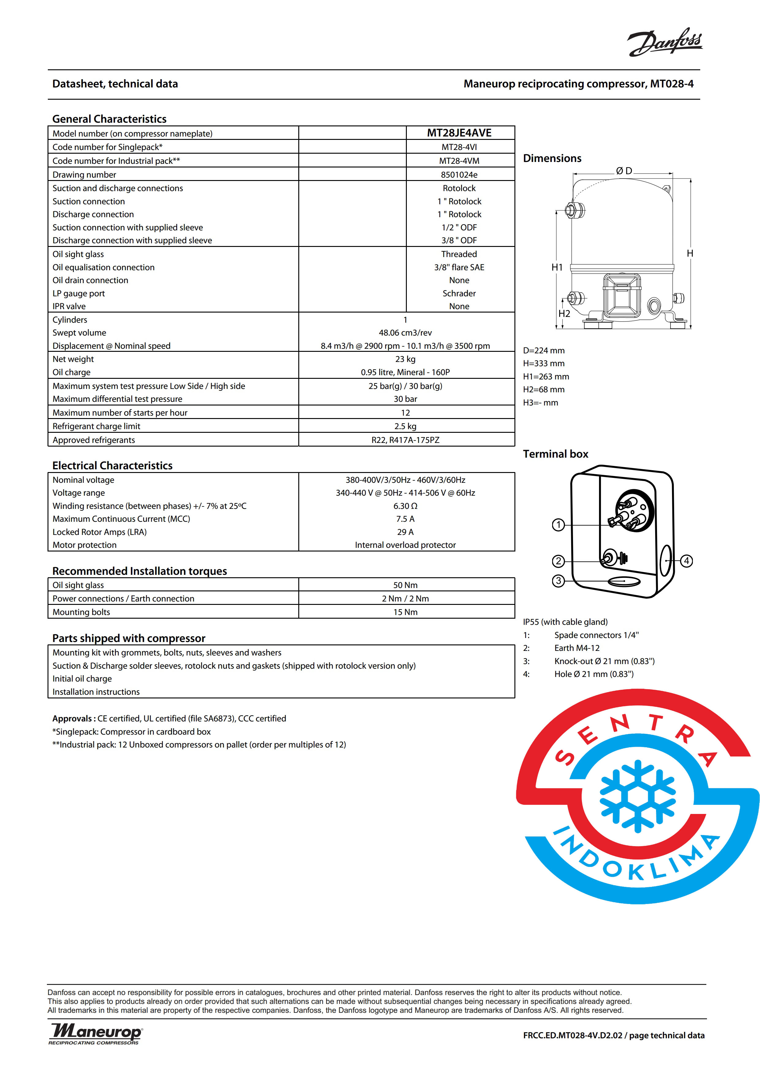 Kompresor Danfoss MT28JE4AVE