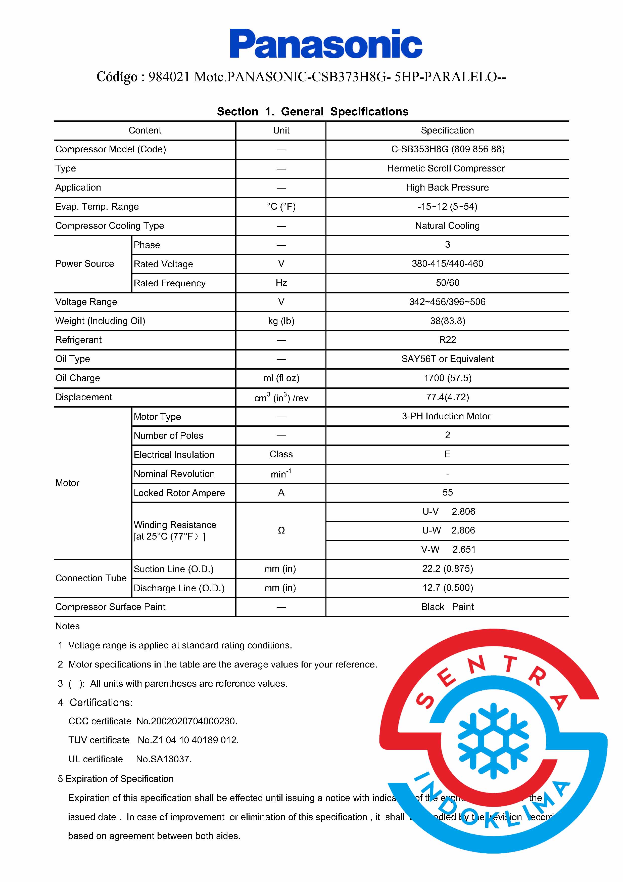 Kompresor SANYO C-SB373H8G