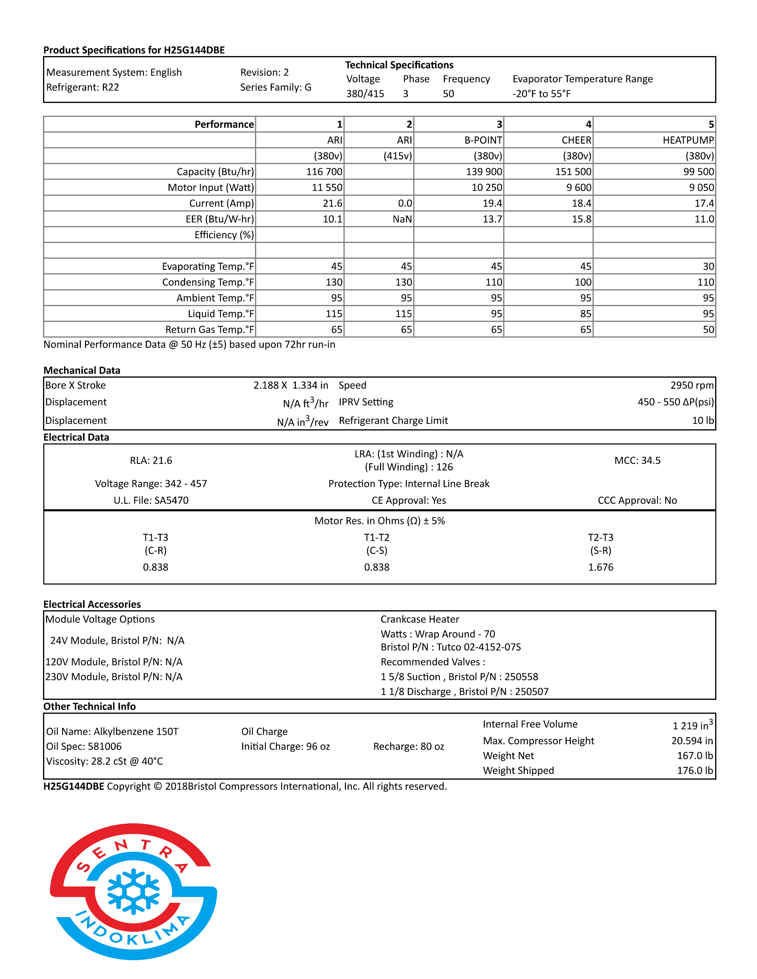 Kompresor Bristol H25G144DBEE