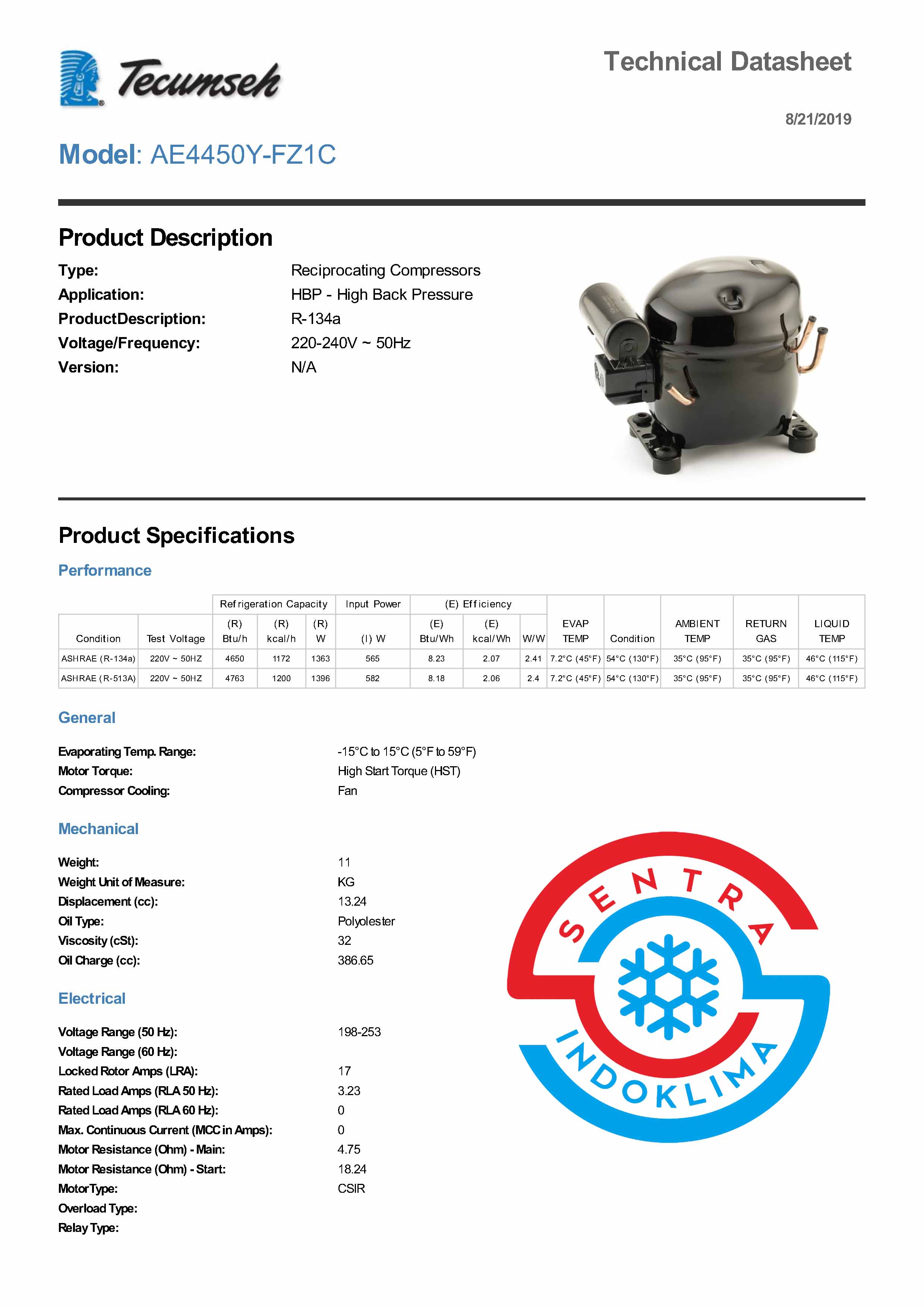 Kompresor Tecumseh AE4450Y