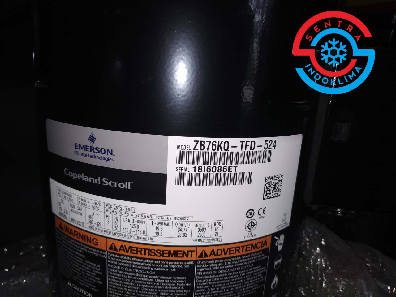 Kompresor AC Copeland Scroll ZB76KQ-TFD-524