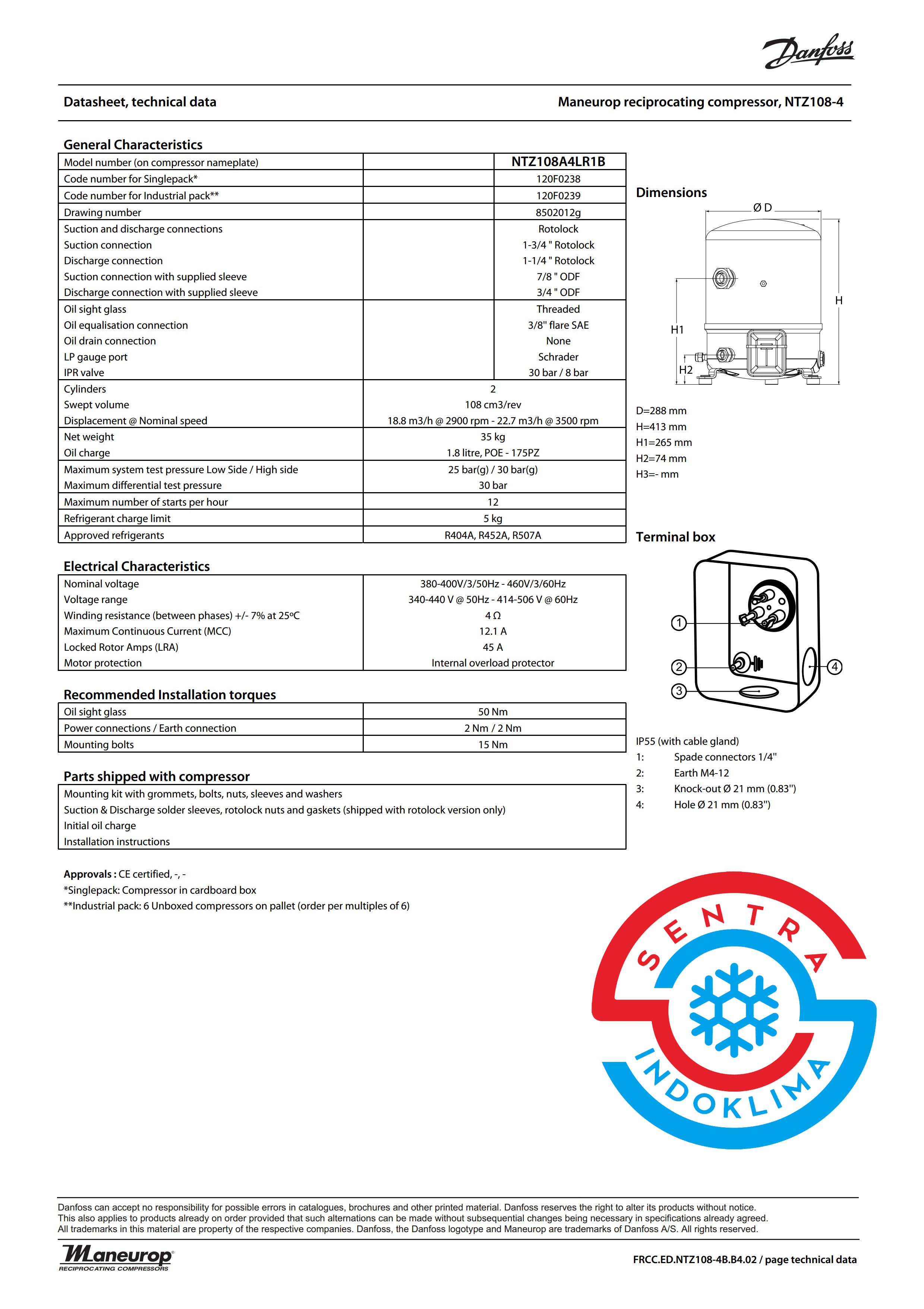 Kompresor Danfoss NTZ108A4LR1A