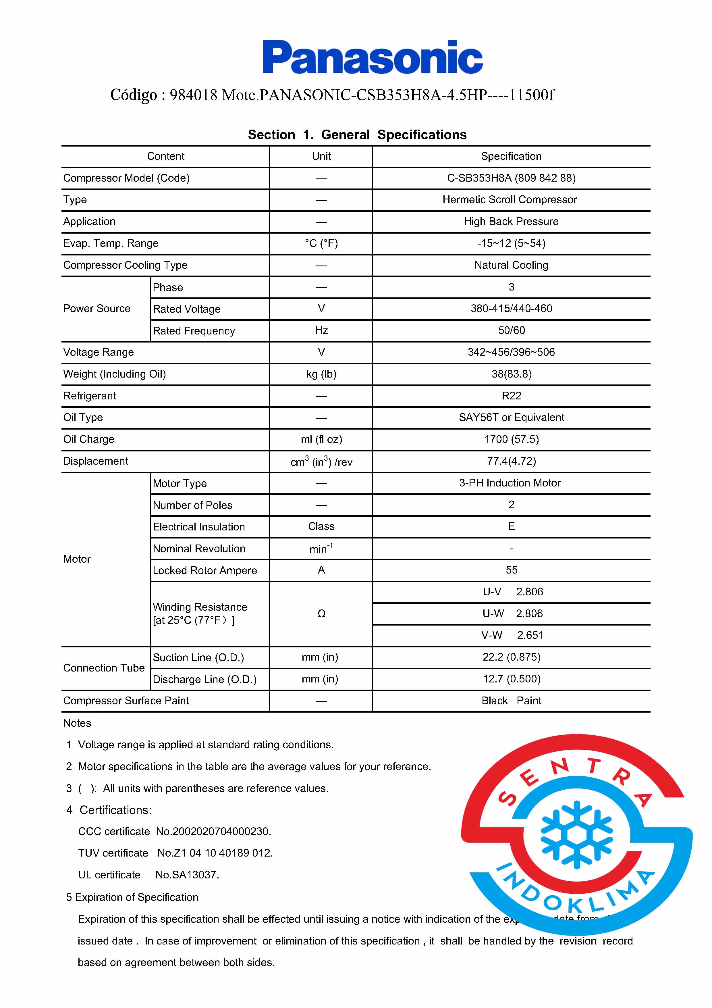 Kompresor Sanyo C-SB353H8A