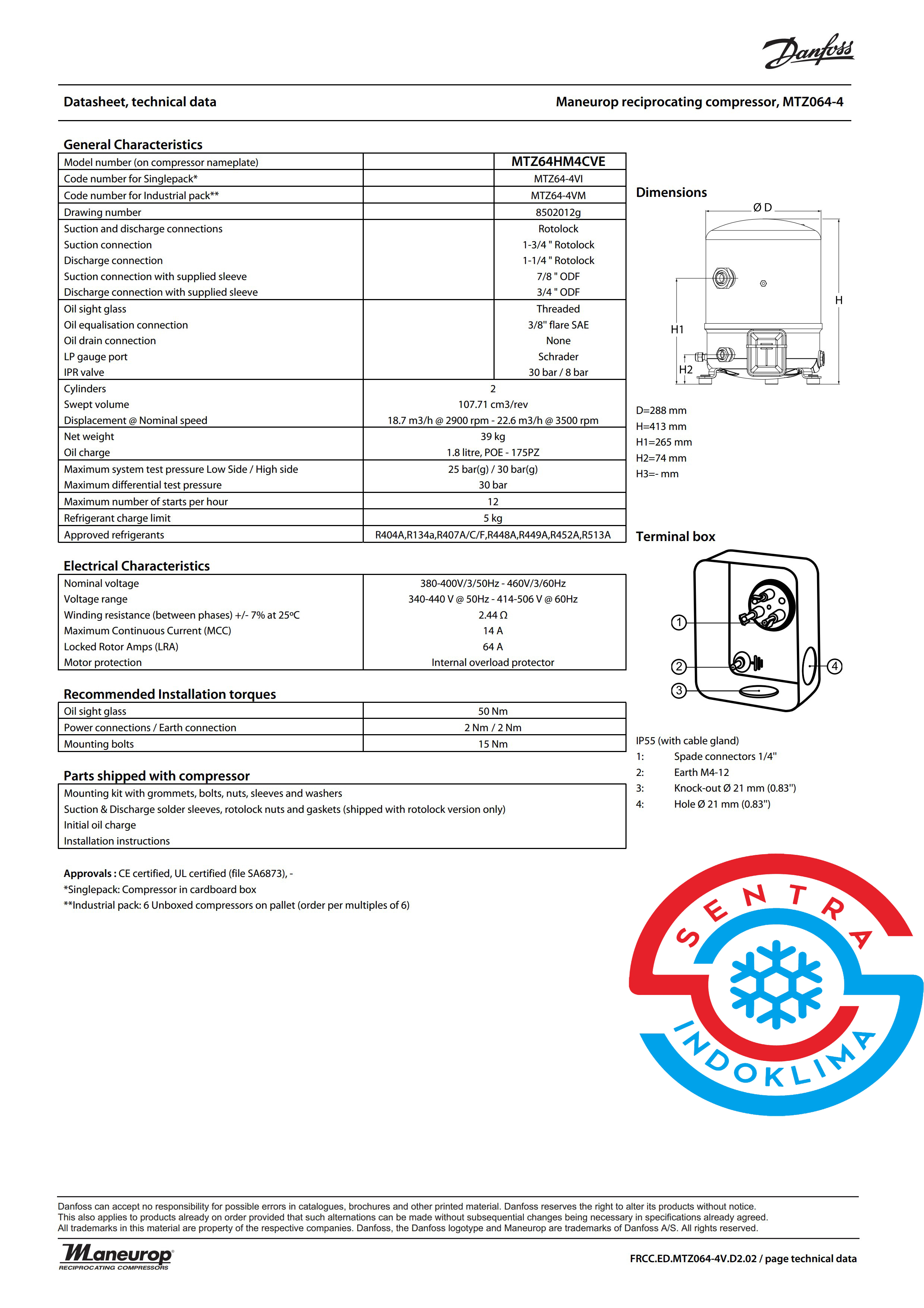 Kompresor Danfoss MTZ64HM4CVE